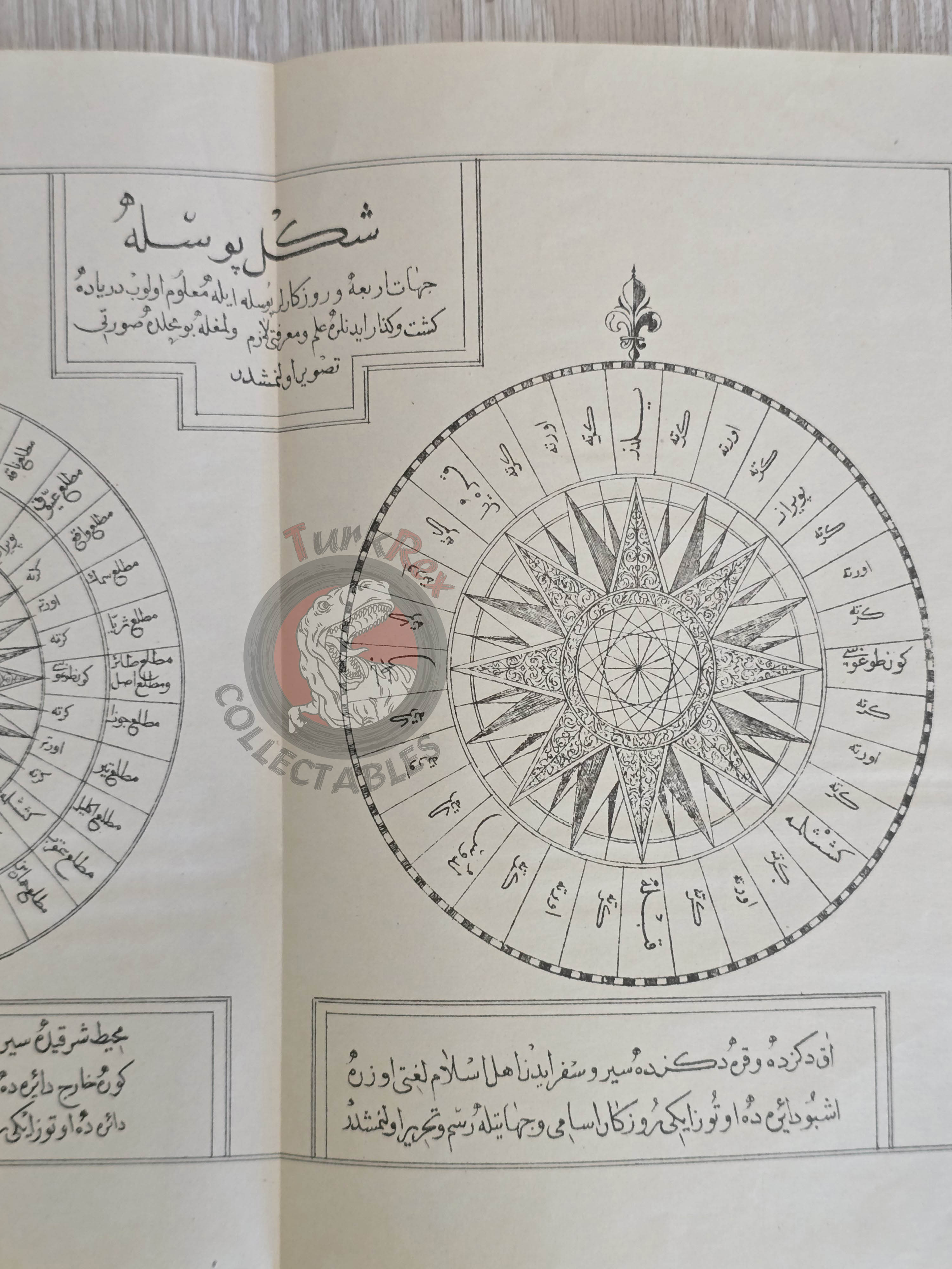 Ottoman Empire Wind Chart Compass Rose Diagram 1913 Katip Çelebi Mediterranean Black Sea
