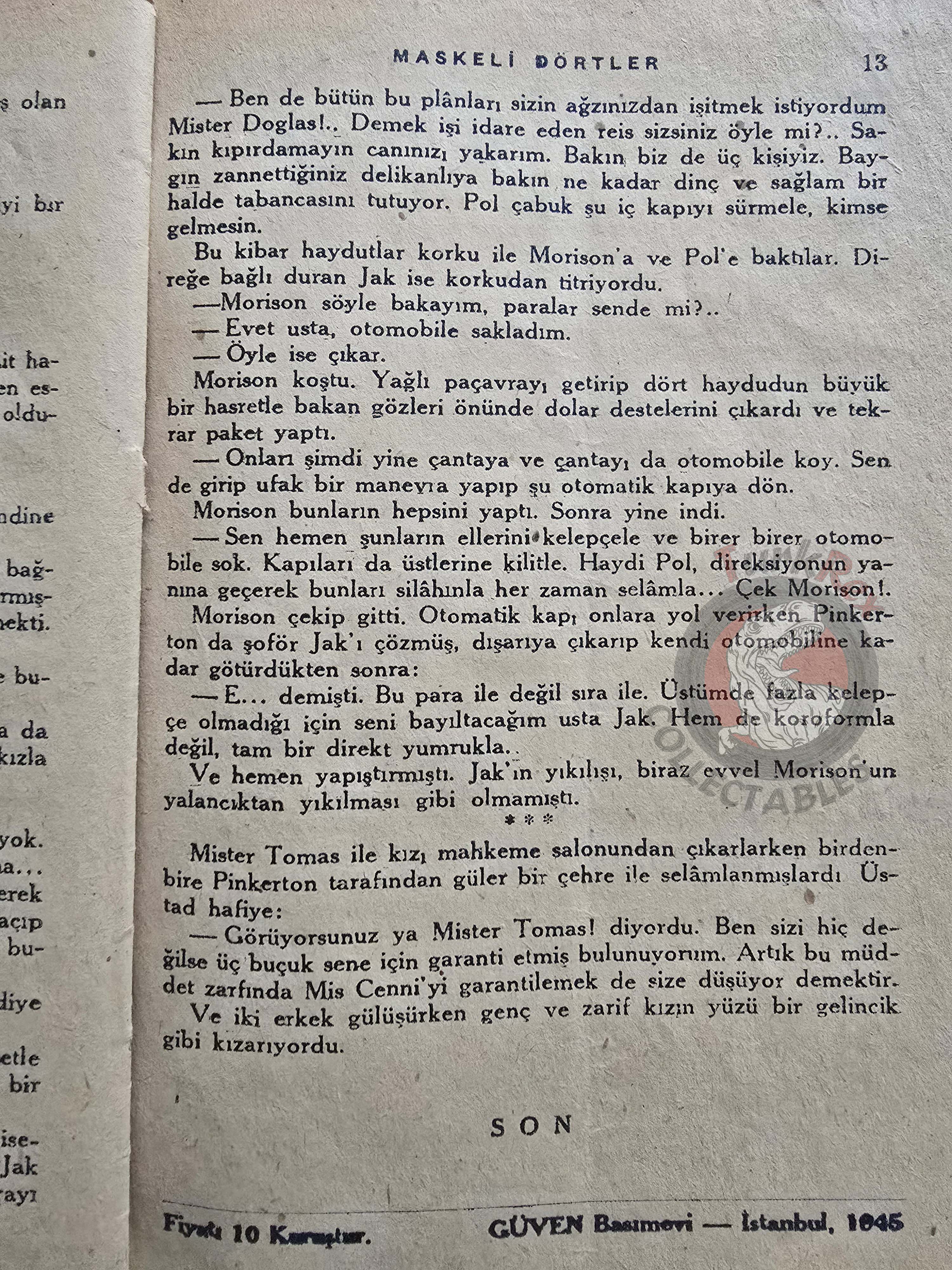 Nat Pinkerton 1945 Turkish Book Turkey Detective