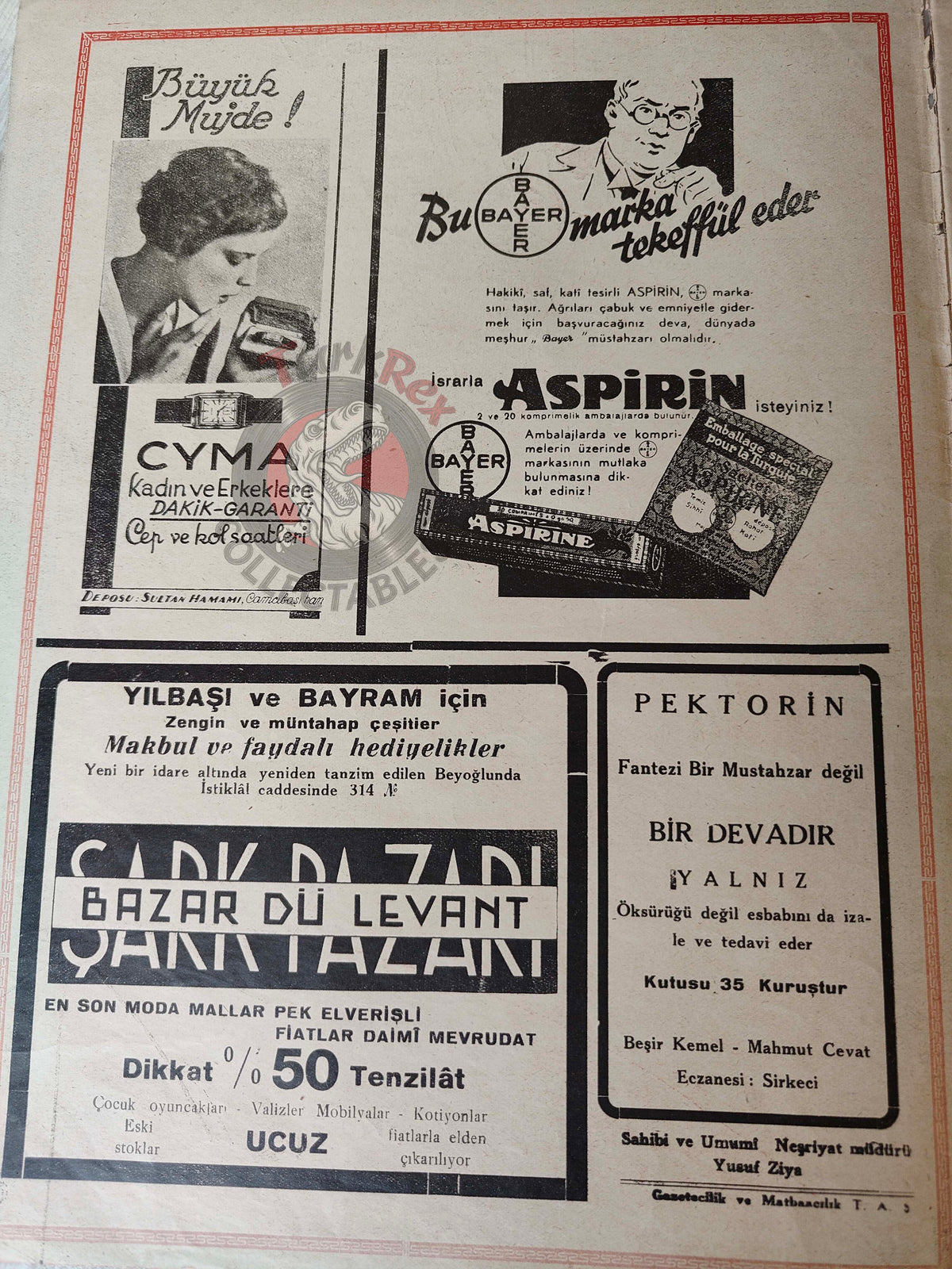 Akbaba 1934 Humor Magazine Turkish Turkey Santa Claus Brings New Year Gifts War WW2 era Hitler