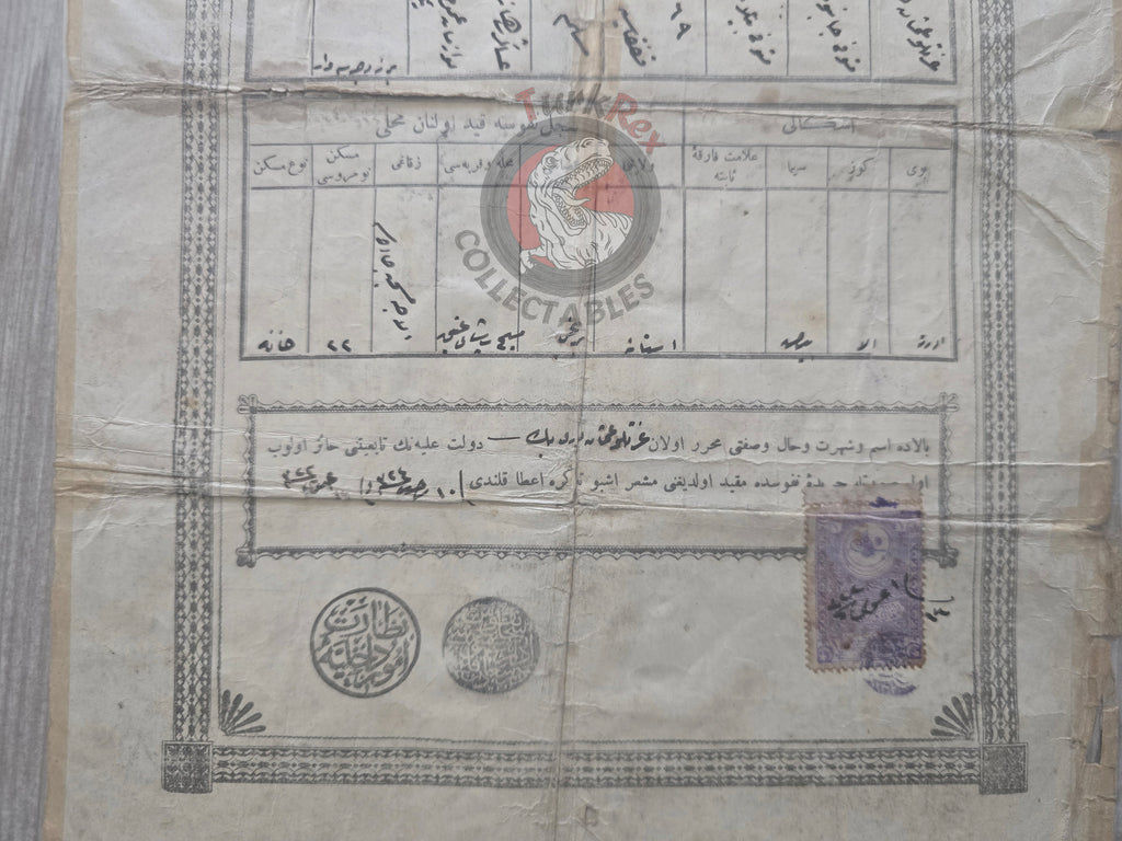 Ottoman Identity Document 1906 İstanbul Muslim Colonel Citizen Caucasus