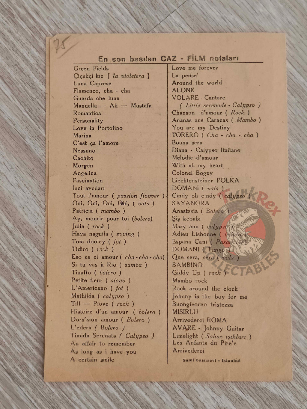 Dalida – Les Enfants du Pirée Turkish Vintage Musical Notes Sheet Turkey