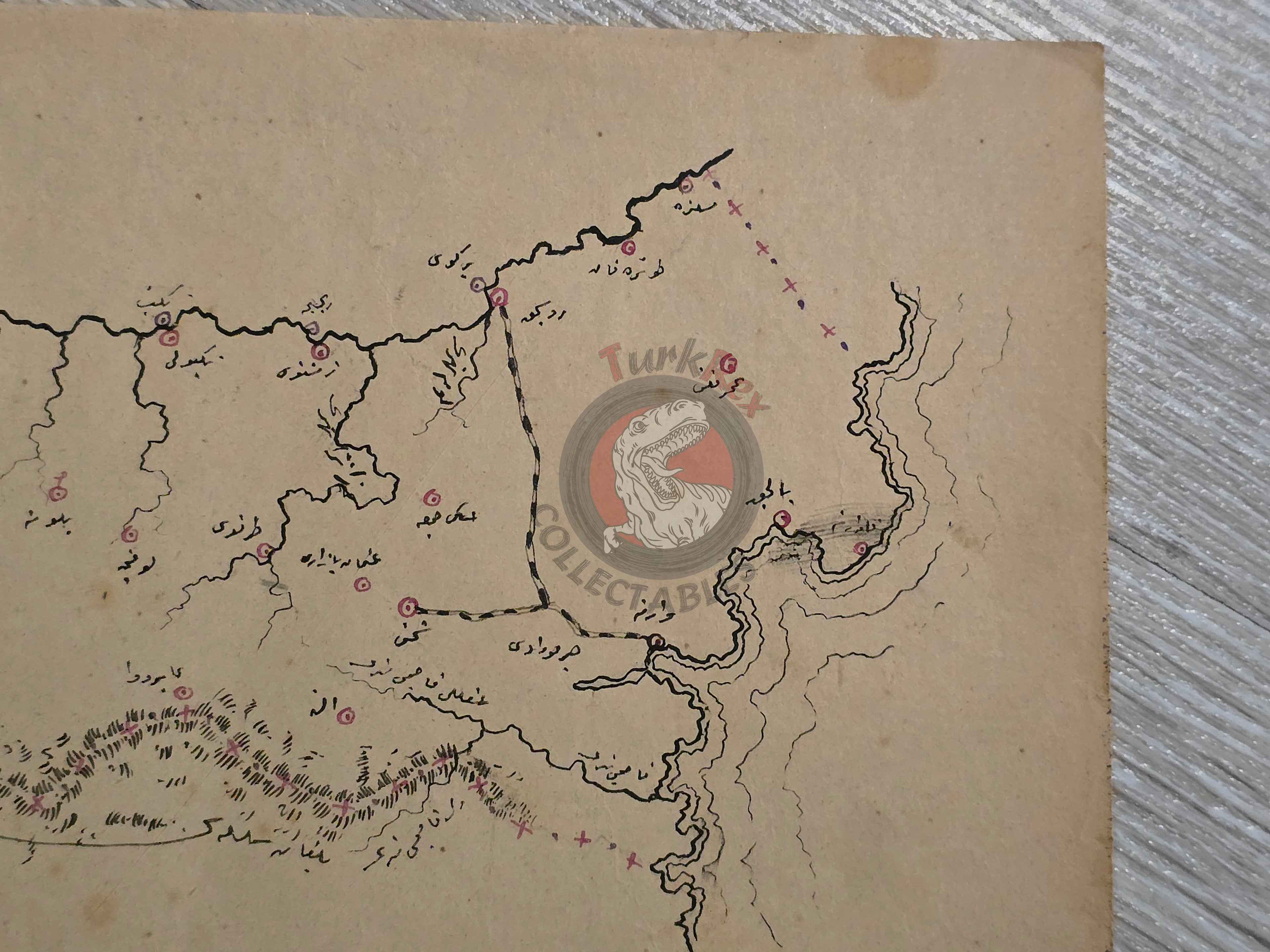 Ottoman Empire Hand-Drawn Map Eastern Bulgarian State 1890s Manuscript Varna Bulgaria