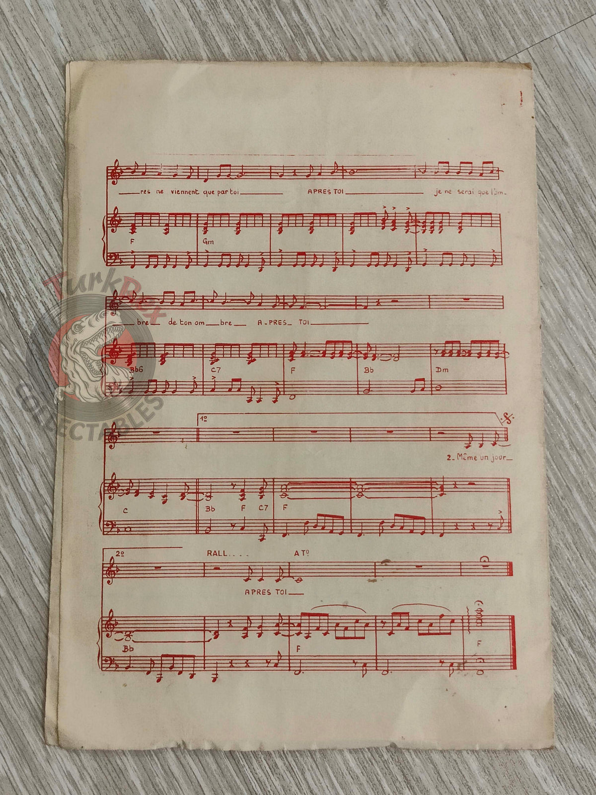 Vicky Leandros – Après Toi Turkish Vintage Musical Notes Sheet Turkey Eurovision
