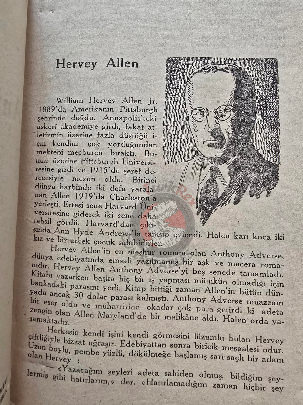 Hervey Allen – Anthony Adverse  1949 1st Turkish Book Turkey
