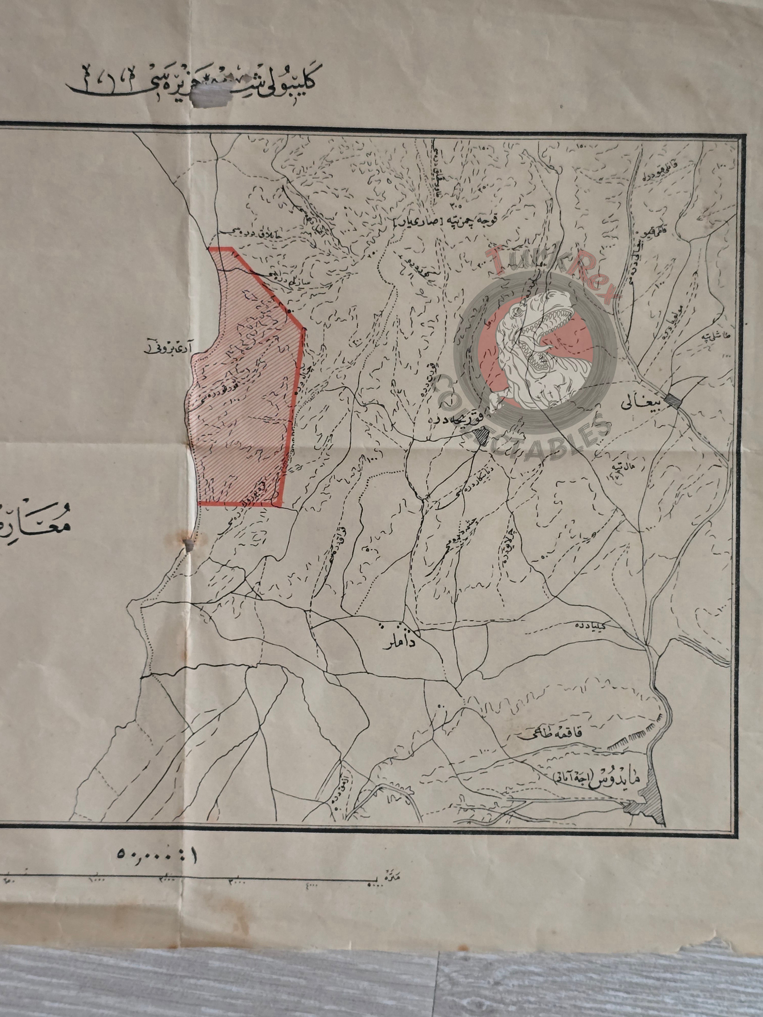 Gallipoli Peninsula Arıburnu WW1 Anzac Treaty of Lausanne Ottoman Script Map 1924
