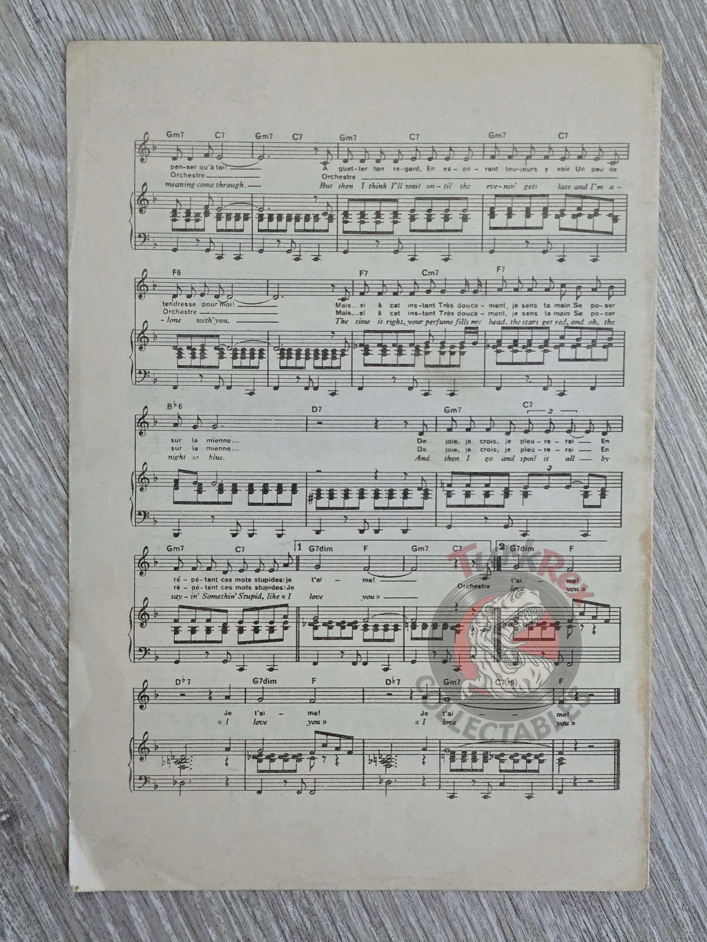 Frank Sinatra & Nancy Sinatra – Somethin’ Stupid Turkish Vintage Musical Notes Sheet Turkey