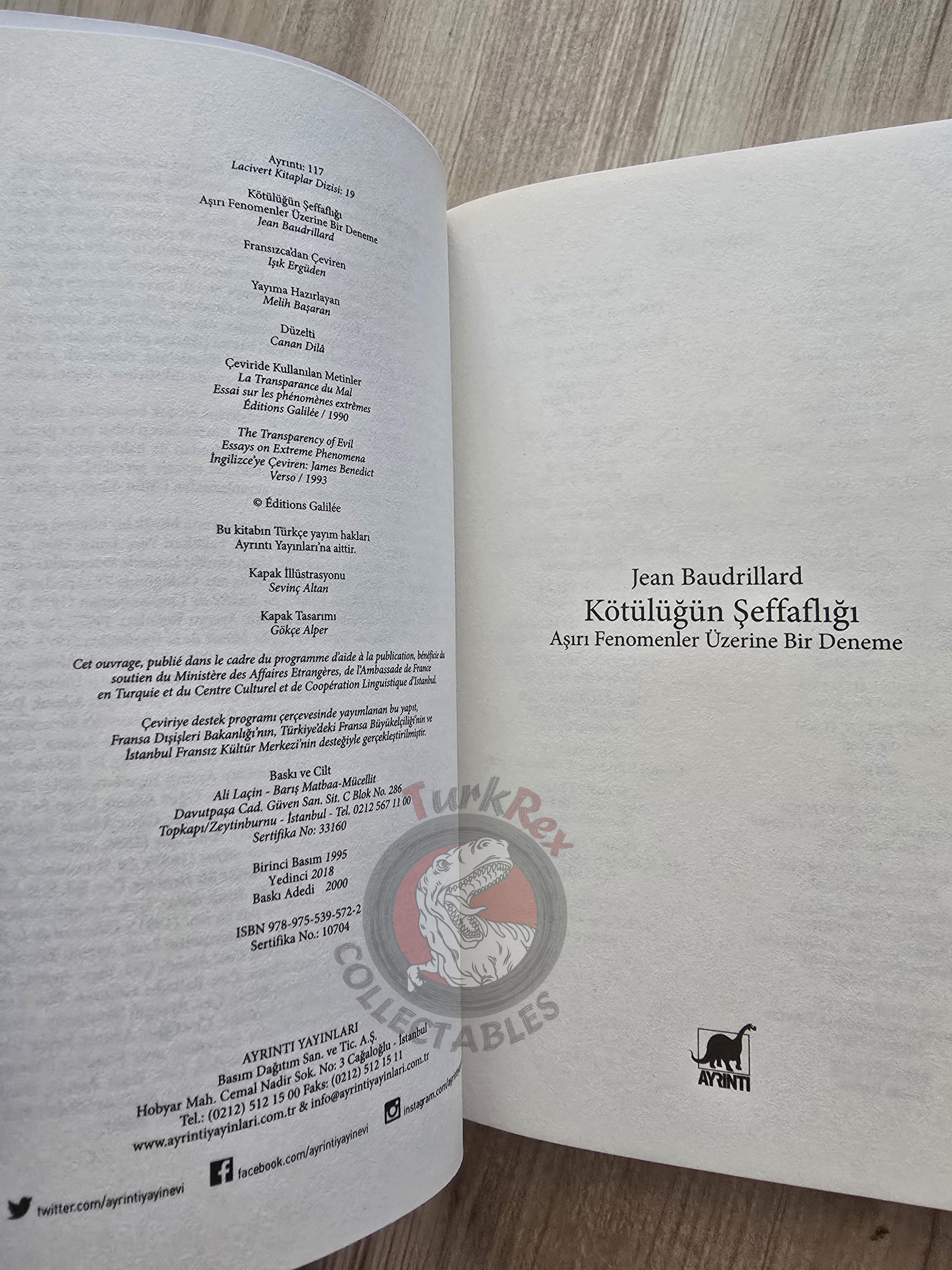 Jean Baudrillard – The Transparency of Evil 2018 Turkish Book Turkey