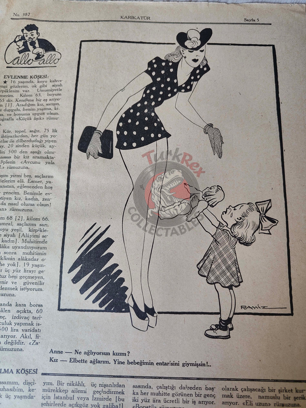 Karikatür 1943 Humor Magazine Turkish Turkey Winston Churchill Italy WW2 era Germany