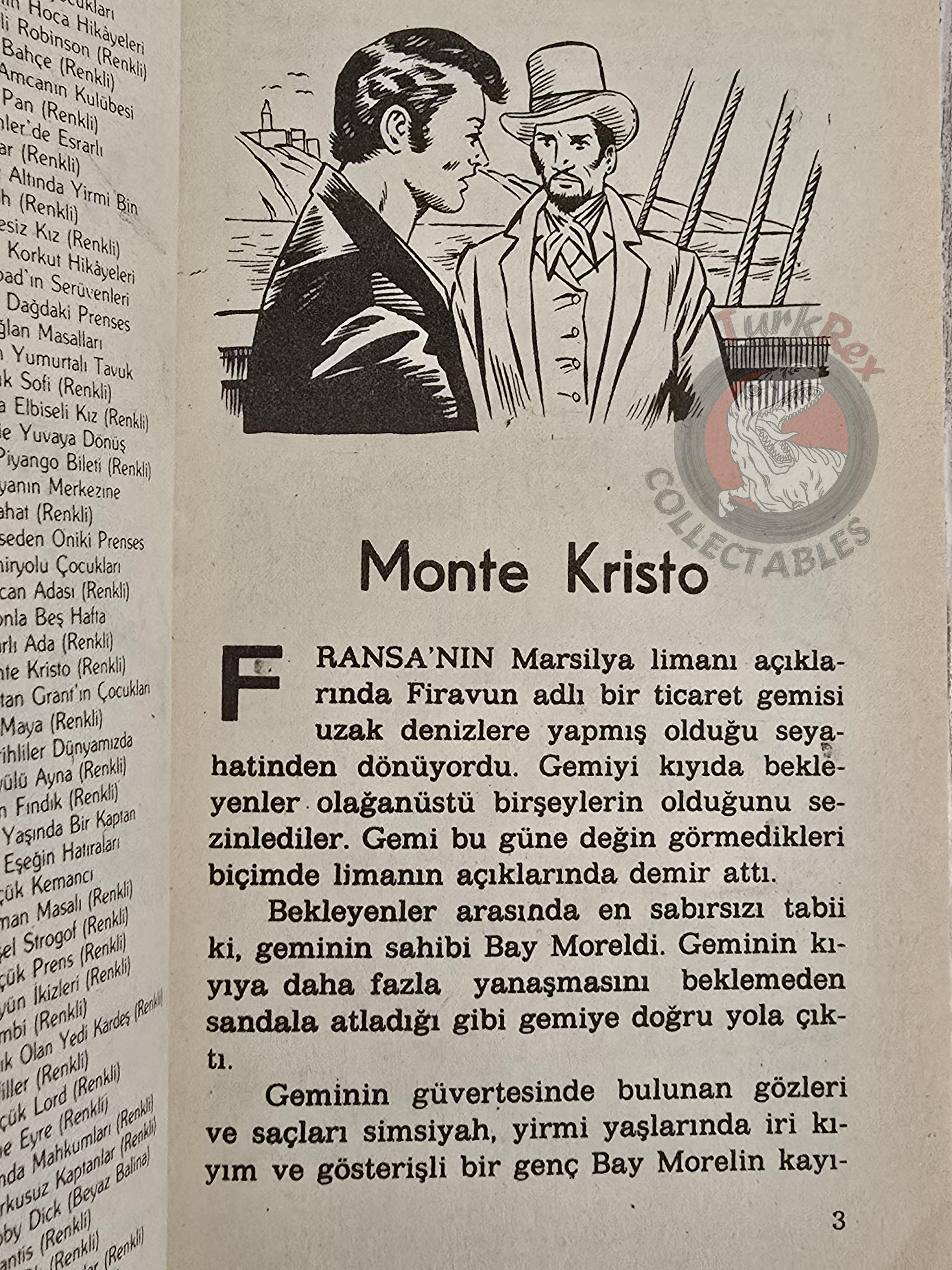 Alexandre Dumas – The Count of Monte Cristo 1980s Turkish Book Turkey Illustrated