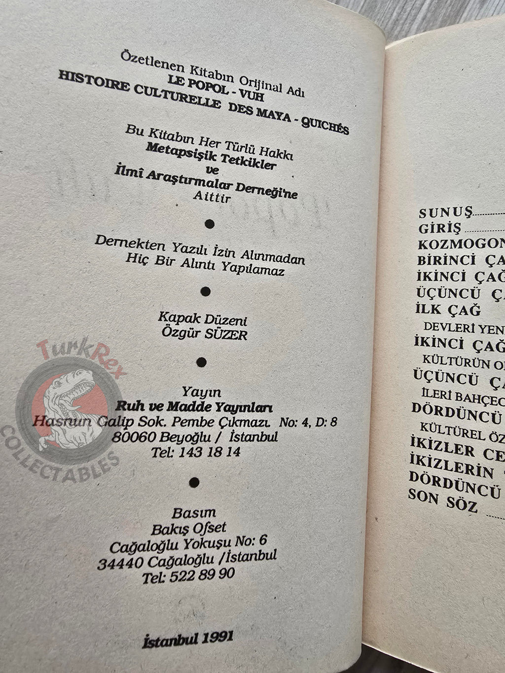 Popol Vuh 1991 Turkish Book Turkey The Sacred Book of the Maya