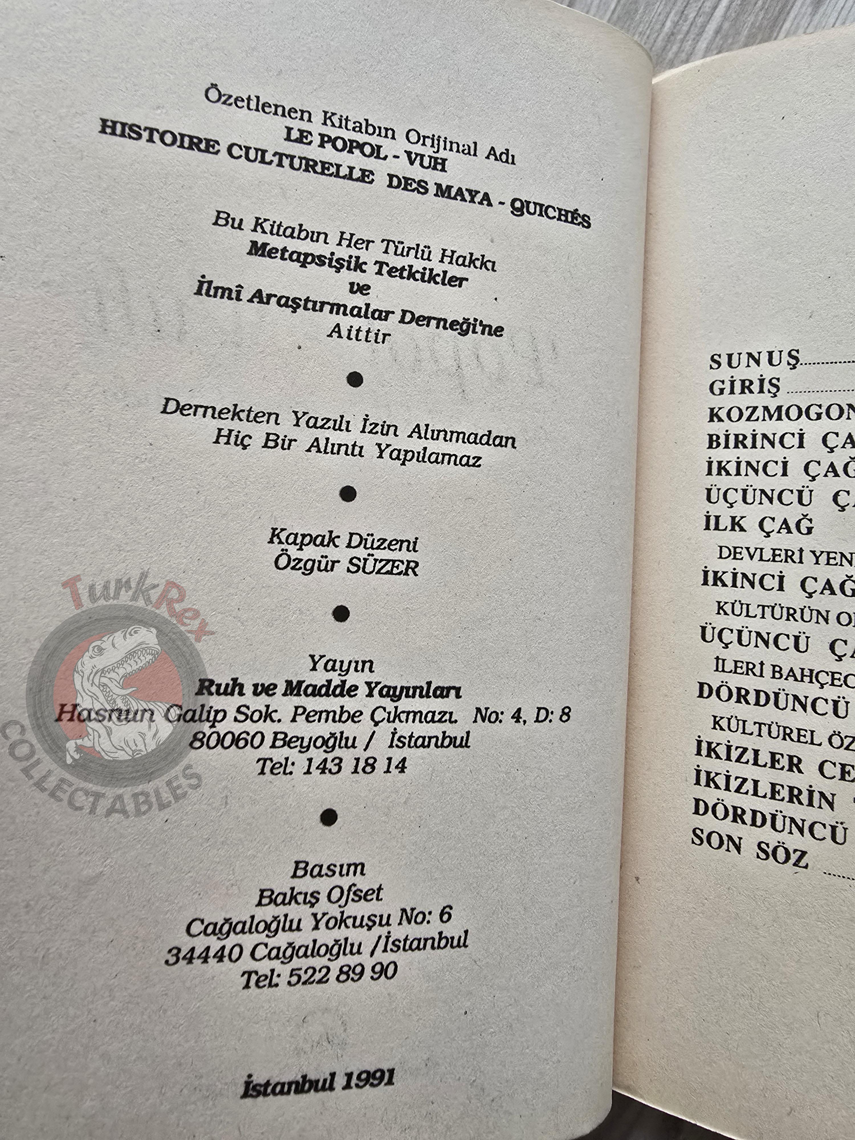 Popol Vuh 1991 Turkish Book Turkey The Sacred Book of the Maya