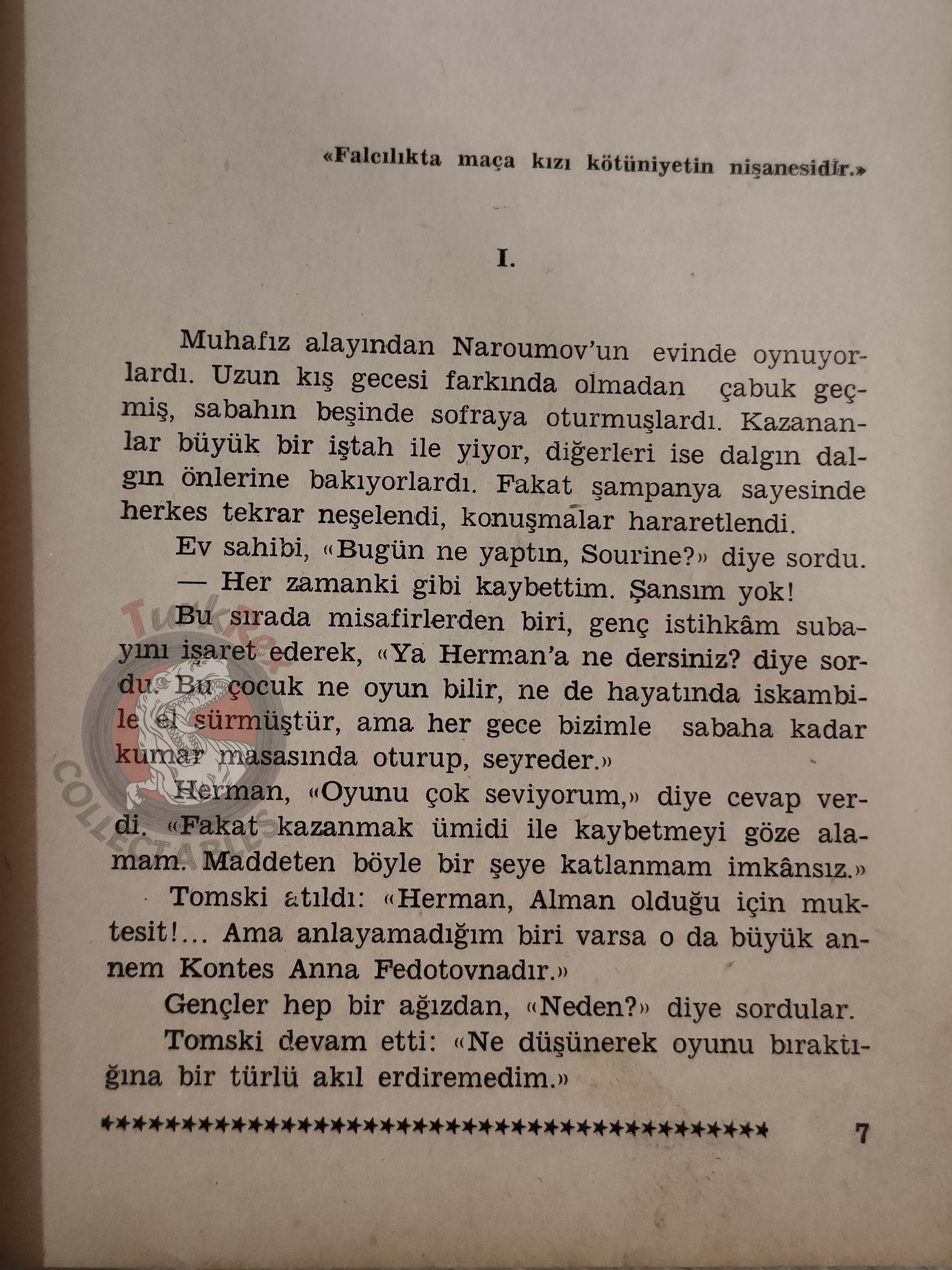 Alexander Pushkin – The Queen of Spades 1971 Turkish Book Turkey