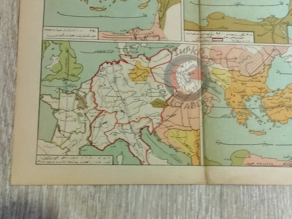 Ottoman 1913 Historical Map of the Balkans, Roman Empire, and Western Europe Middle East