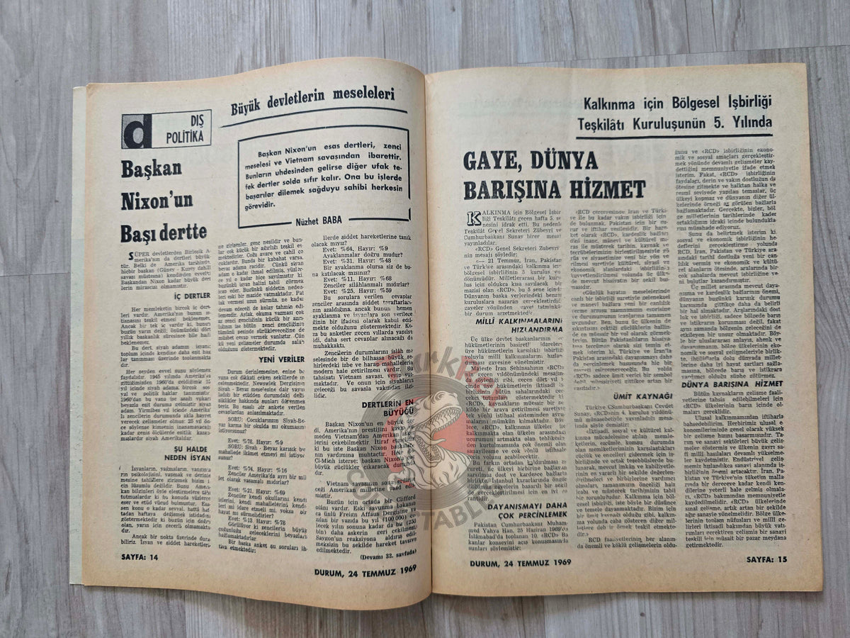 Durum 1969 Conquerors of the Moon Turkish Magazine Turkey Apollo 11 Space USA Kennedy