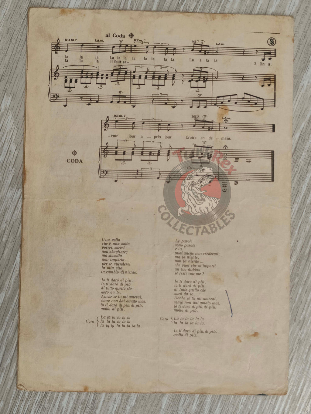 Hervé Vilard – Il Faut Croire en Demain Turkish Vintage Musical Notes Sheet Turkey