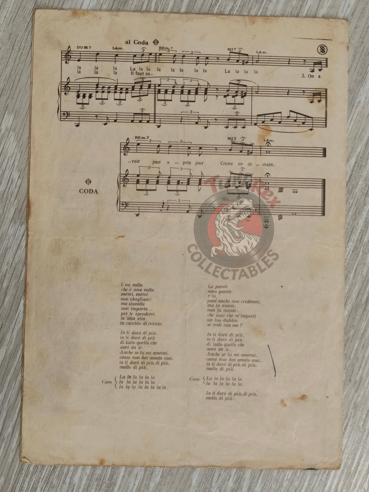 Hervé Vilard – Il Faut Croire en Demain Turkish Vintage Musical Notes Sheet Turkey