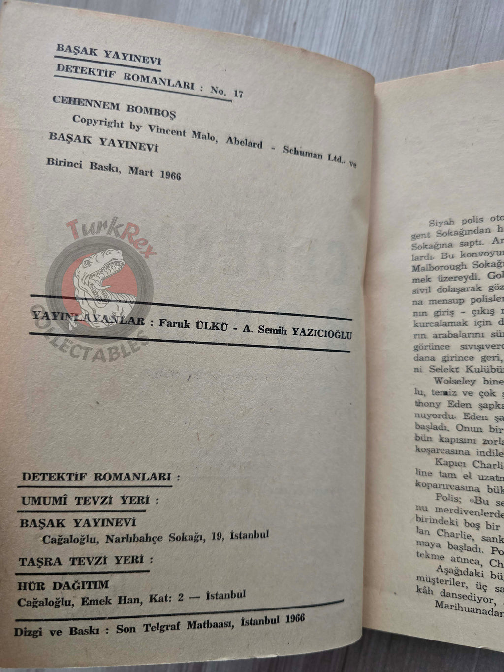Vincent Malo – Murder on the Mistral 1966 1st Turkish Book Turkey