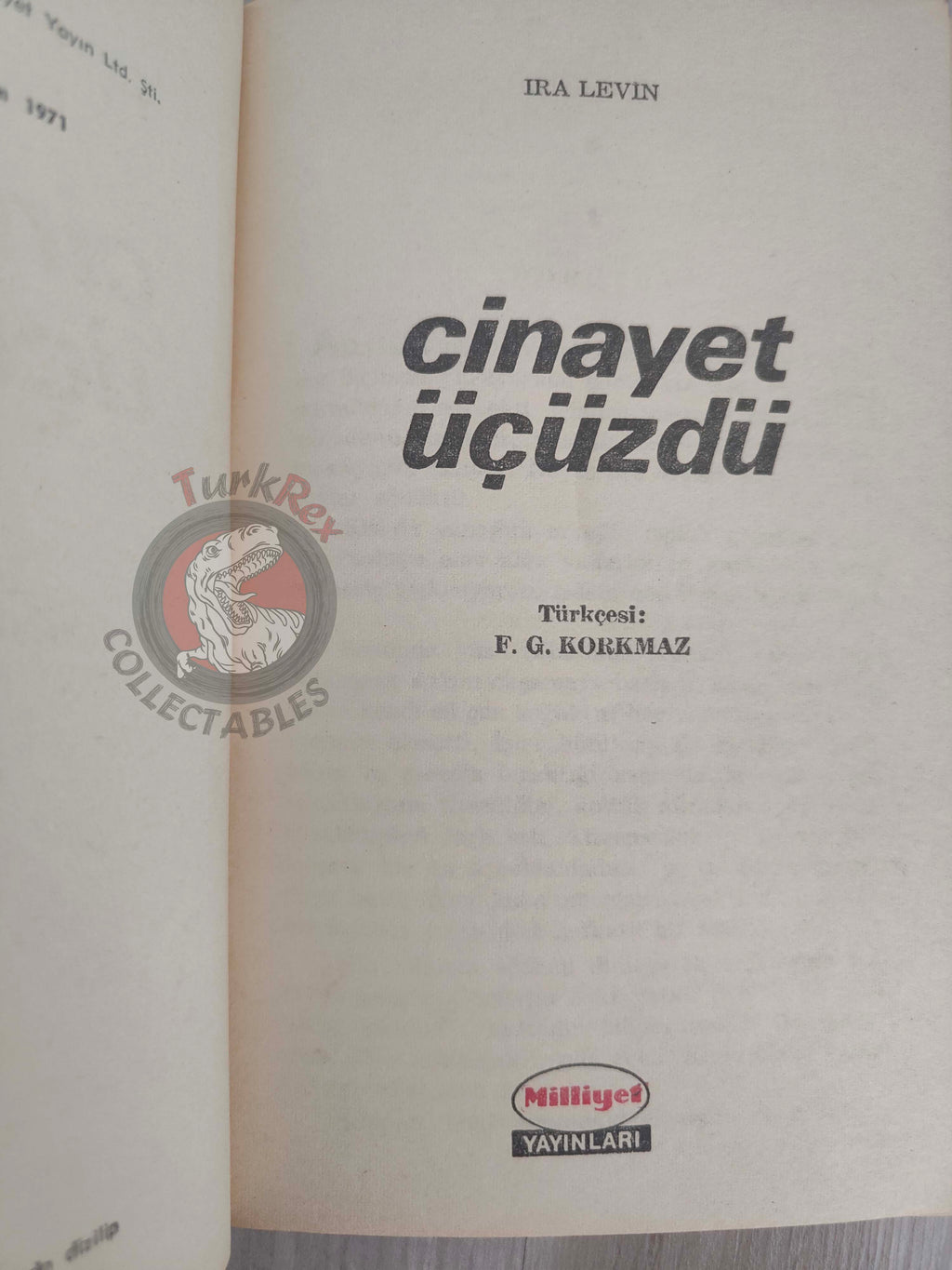 Ira Levin – A Kiss Before Dying 1971 1st Turkish Book Turkey
