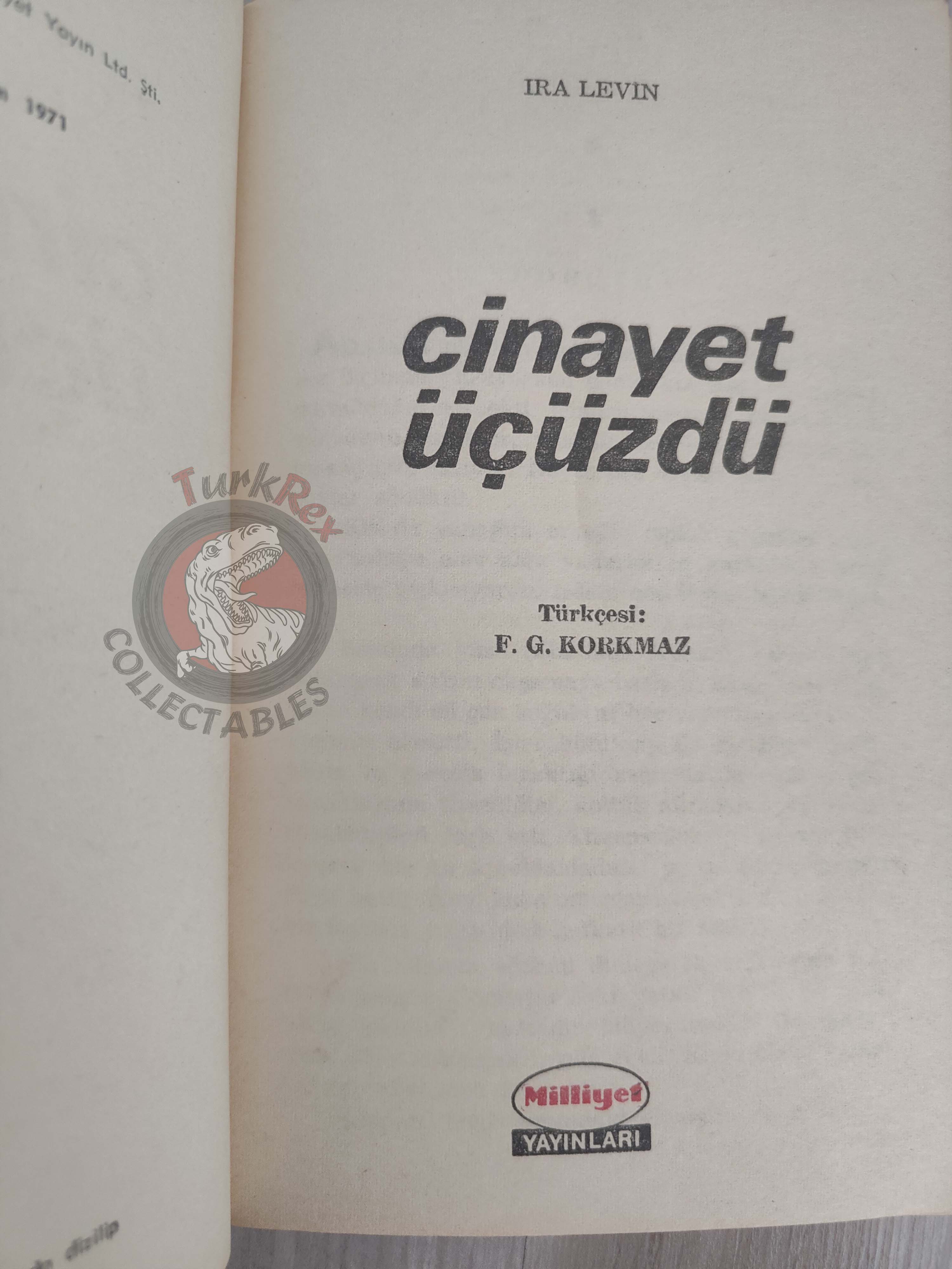 Ira Levin – A Kiss Before Dying 1971 1st Turkish Book Turkey