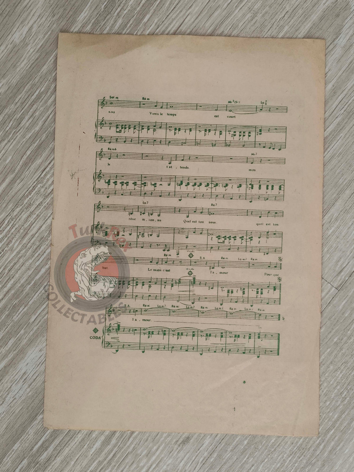 Charles Aznavour – Je T’Attends Turkish Vintage Musical Notes Sheet Turkey