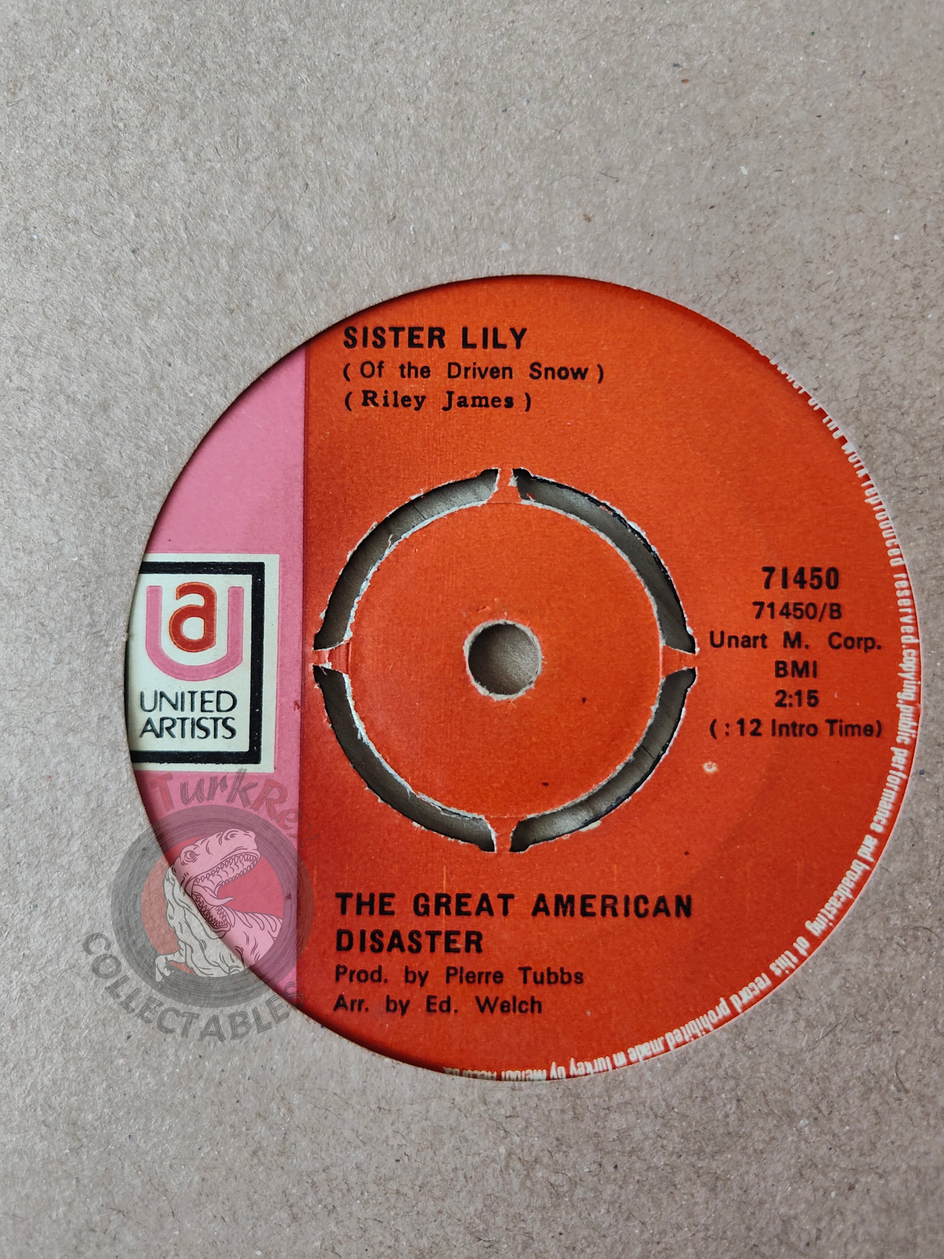The Great American Disaster – The Pushbike Song 7" Turkish Pressing Vinyl Turkey Edition 	United Artists Records