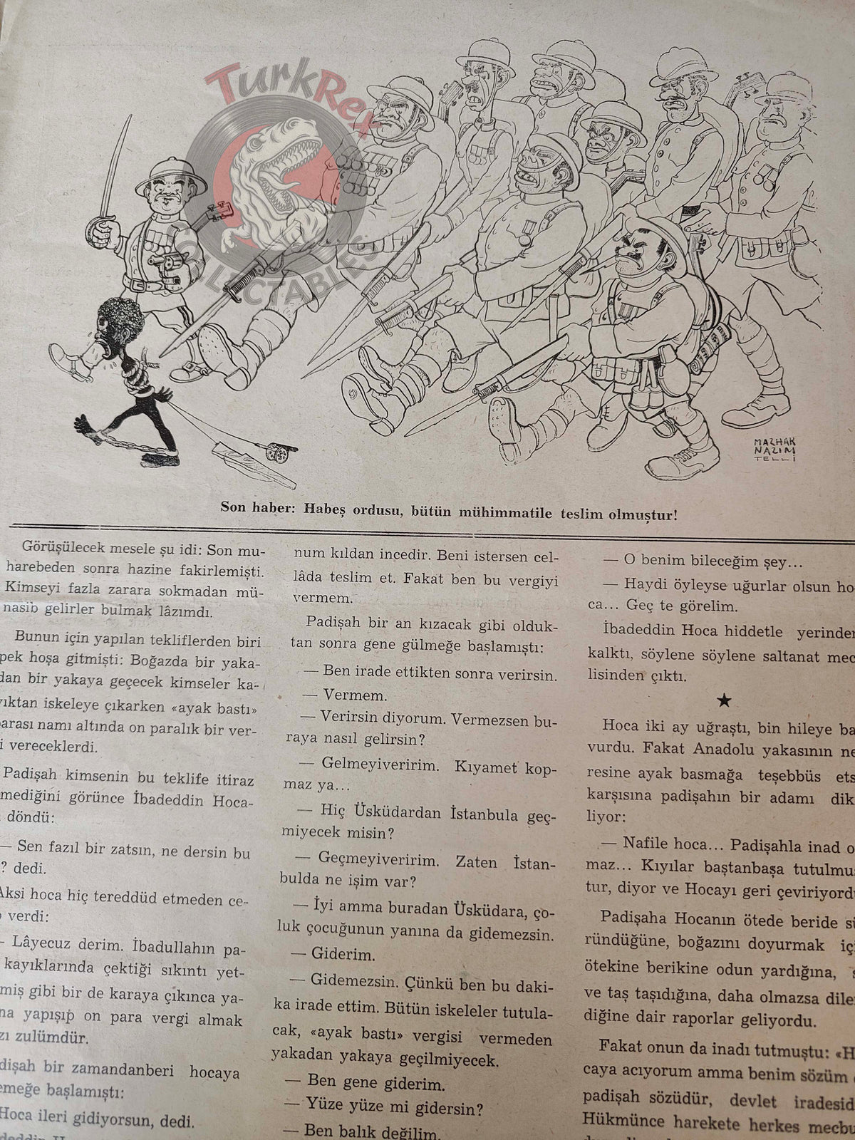 Akbaba 1936 Humor Magazine Turkish Turkey France War WW2 era Versailles Telefunken Ethiopia