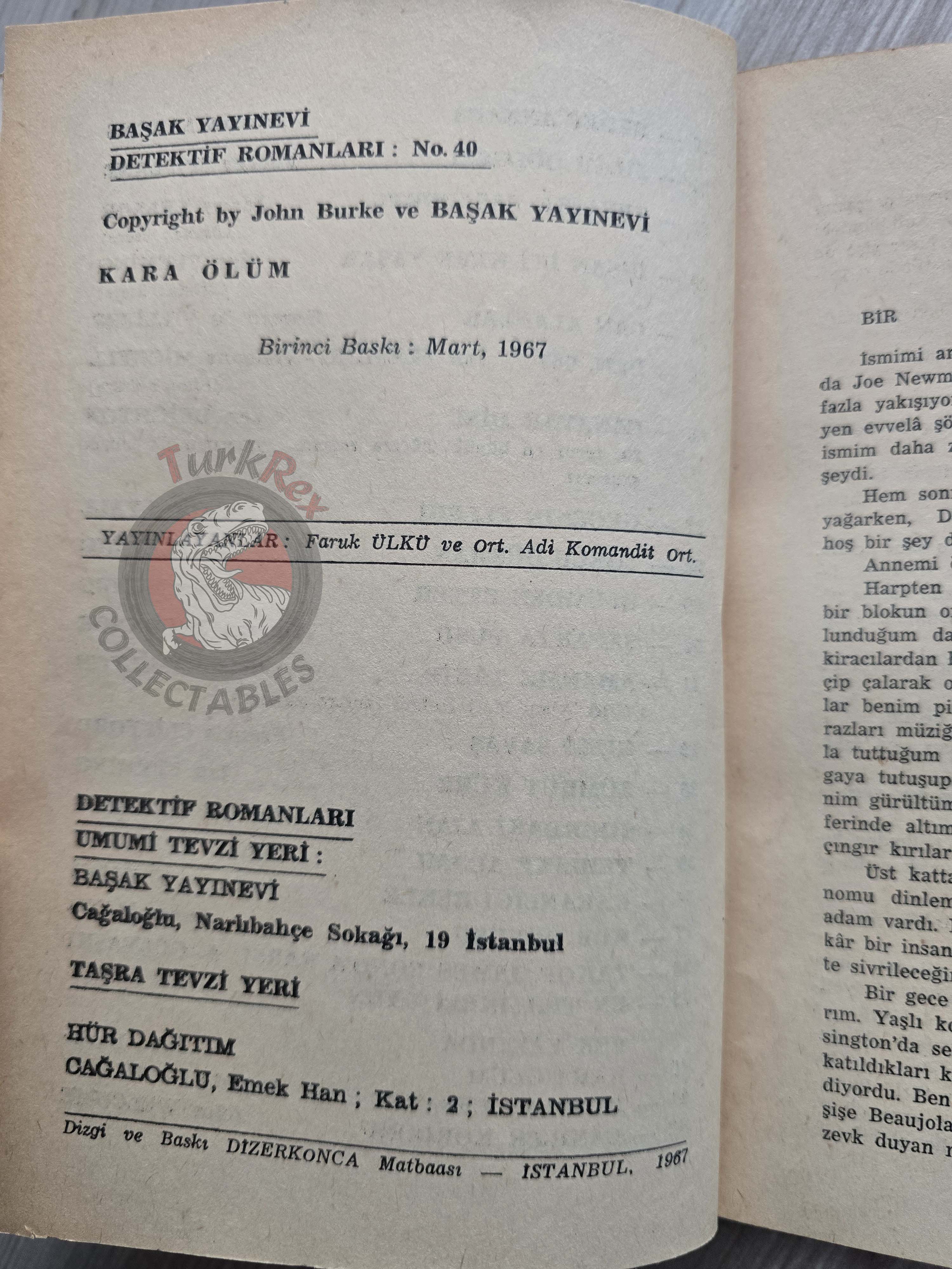 John Burke – The Man Who Finally Died 1967 1st Turkish Book Turkey