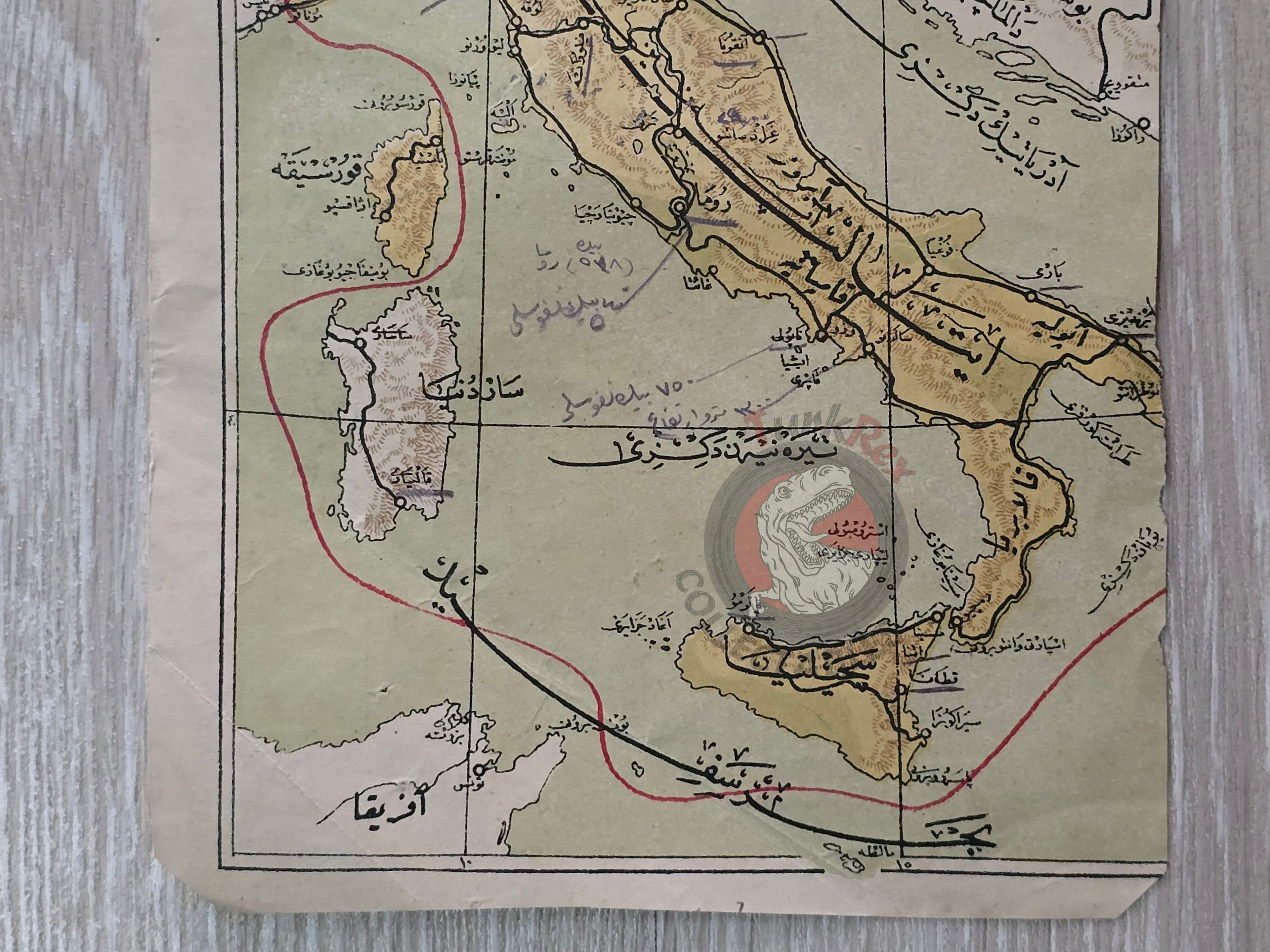 Italy Ottoman Map Ottoman Empire Europe early 20th century Sardegna
