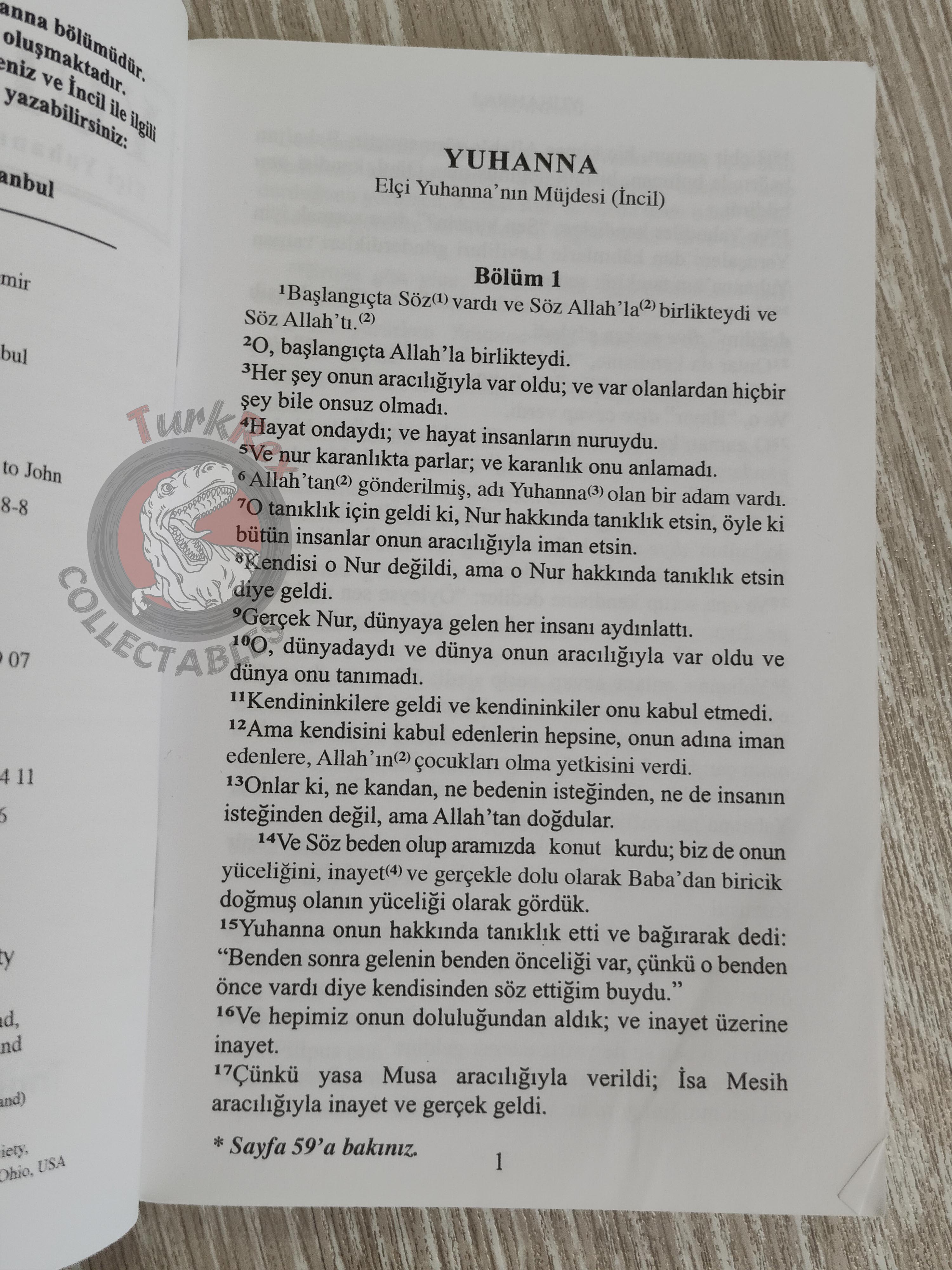 The Gospel of John Bible 2013 Turkish Book New Testament