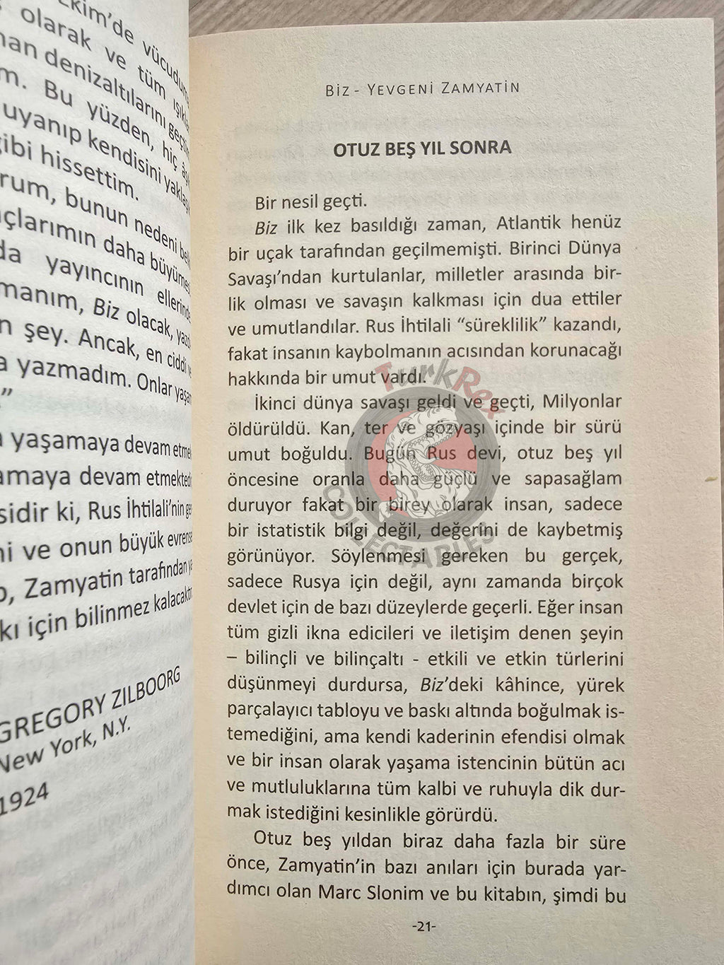 Yevgeni Zamyatin – We 2017 Turkish Book Turkey Mıy
