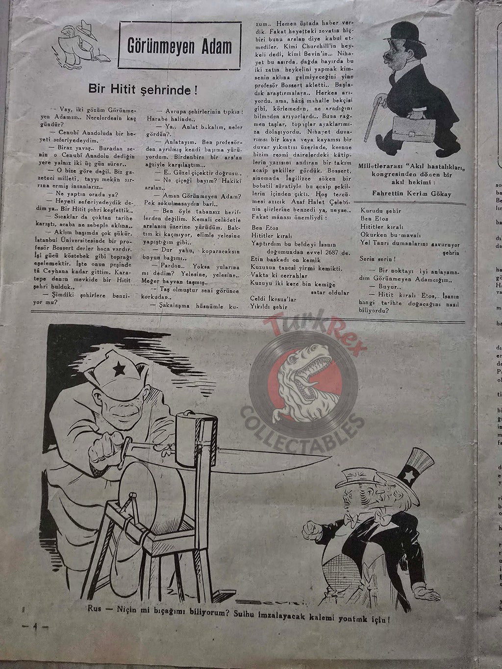 Akbaba 1946 Humor Magazine Turkish Turkey Winston Churchill WW2 era Britain Soviet Russia