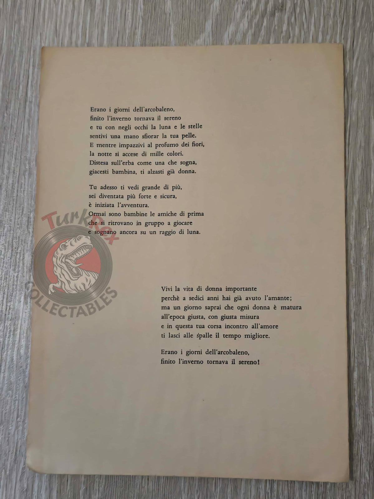 Nicola Di Bari – I Giorni dell’Arcobaleno Turkish Vintage Musical Notes Sheet Turkey Sanremo