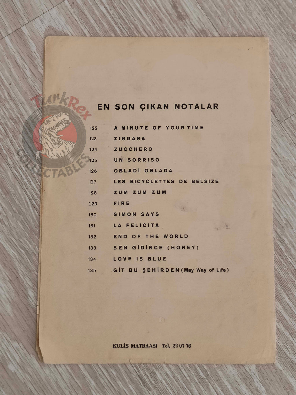 Mireille Mathieu – Les Bicyclettes de Belsize Turkish Vintage Musical Notes Sheet Turkey
