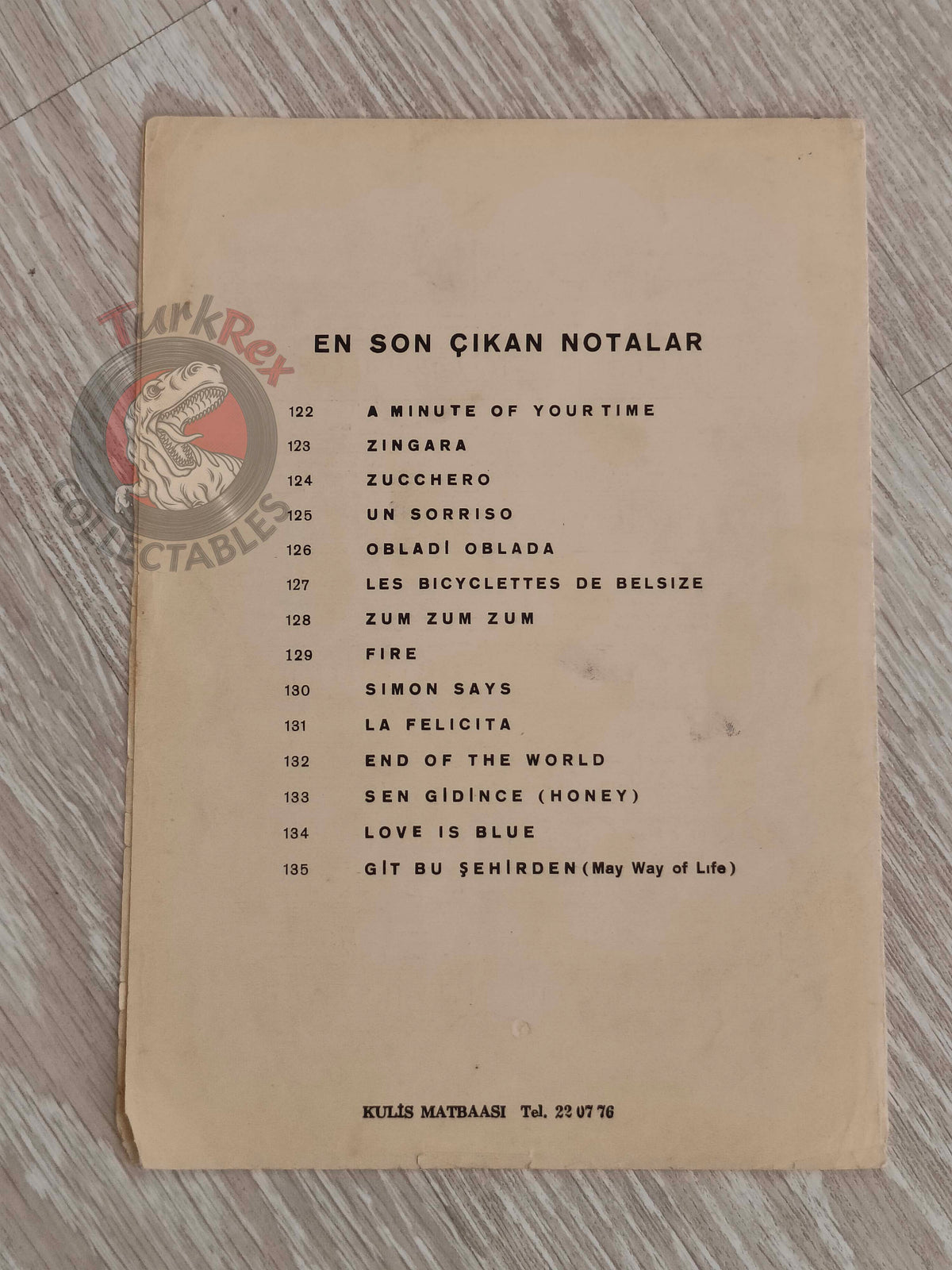 Mireille Mathieu – Les Bicyclettes de Belsize Turkish Vintage Musical Notes Sheet Turkey