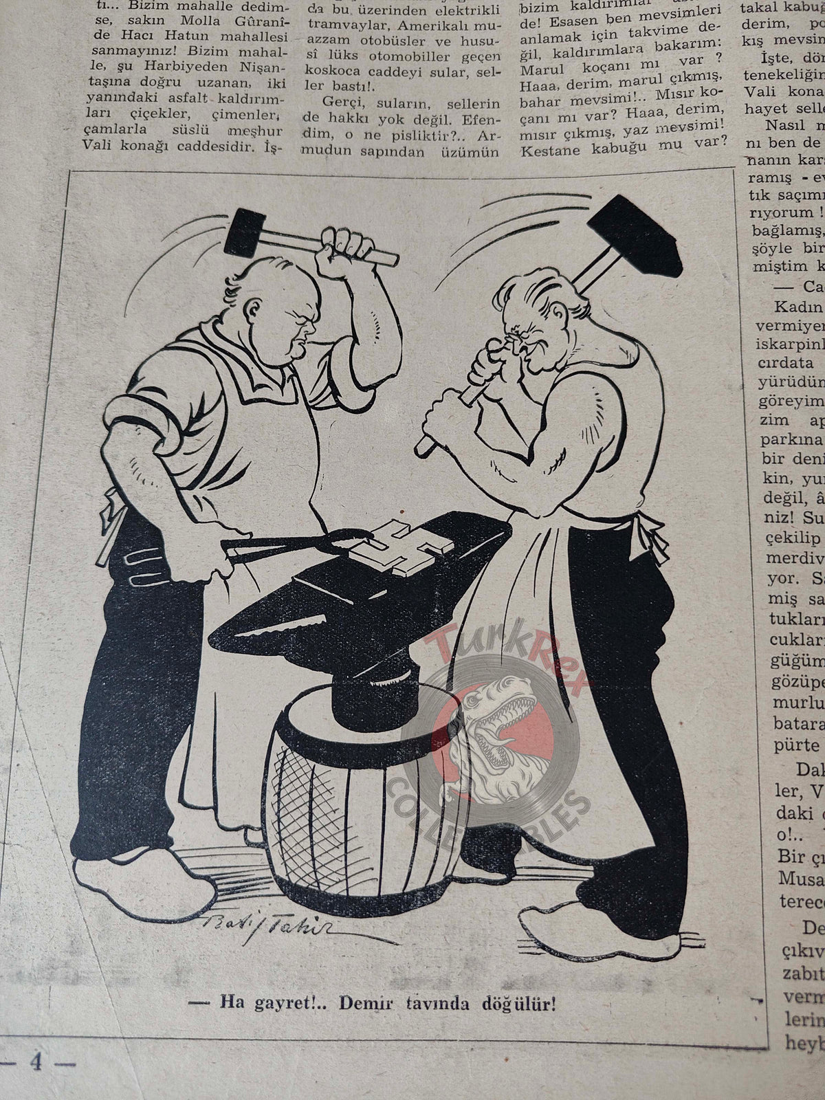 Akbaba 1943 Humor Magazine Turkish Turkey Germany Mussolini WW2 era Churchill Franklin D. Roosevelt