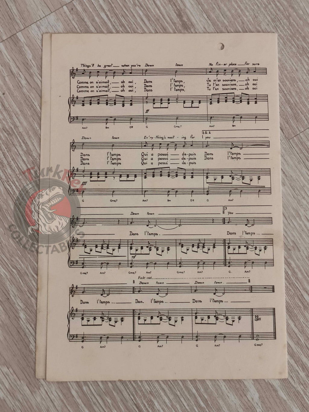 Petula Clark – Dans Le Temps Turkish Vintage Musical Notes Sheet Turkey