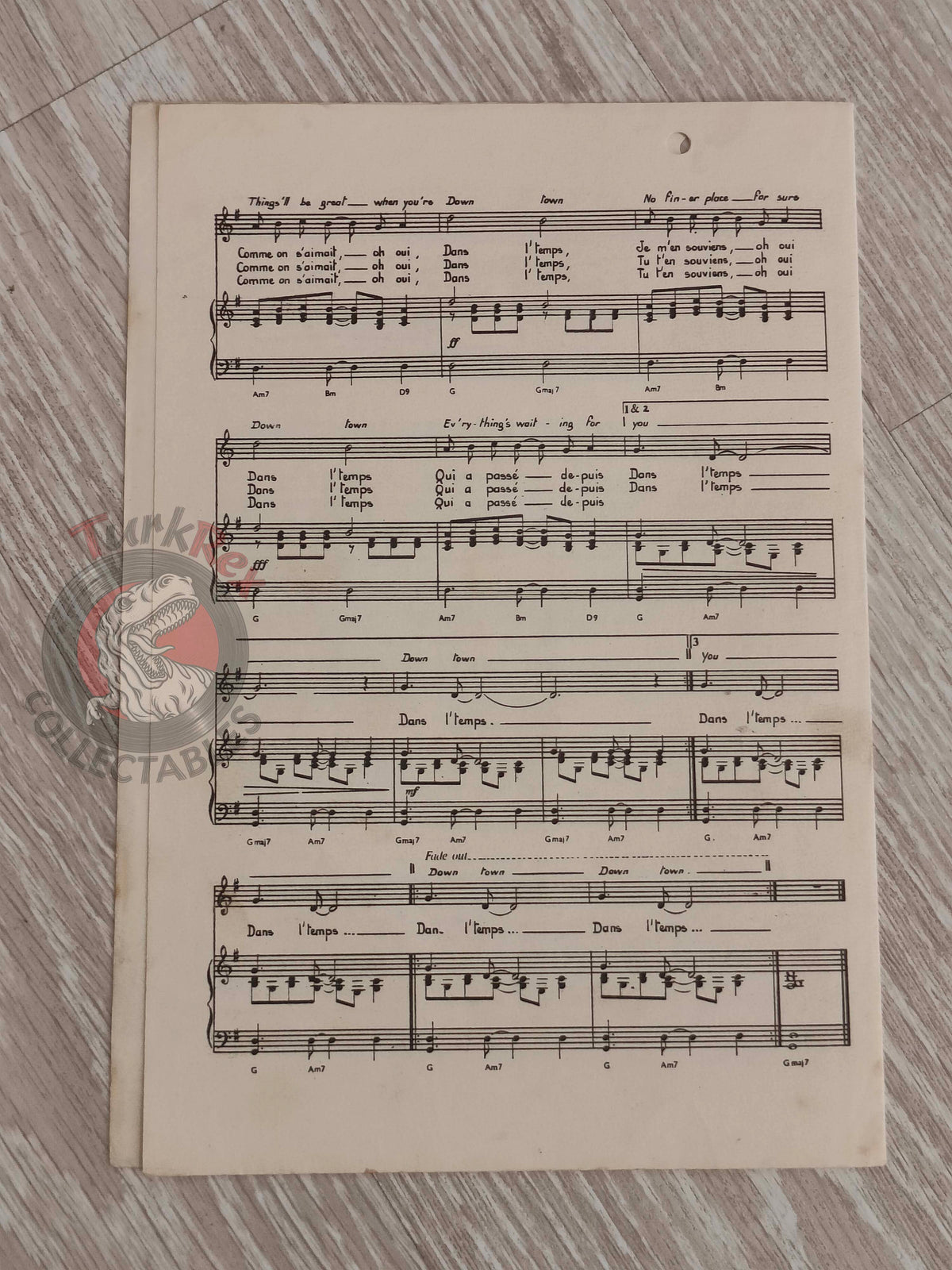 Petula Clark – Dans Le Temps Turkish Vintage Musical Notes Sheet Turkey