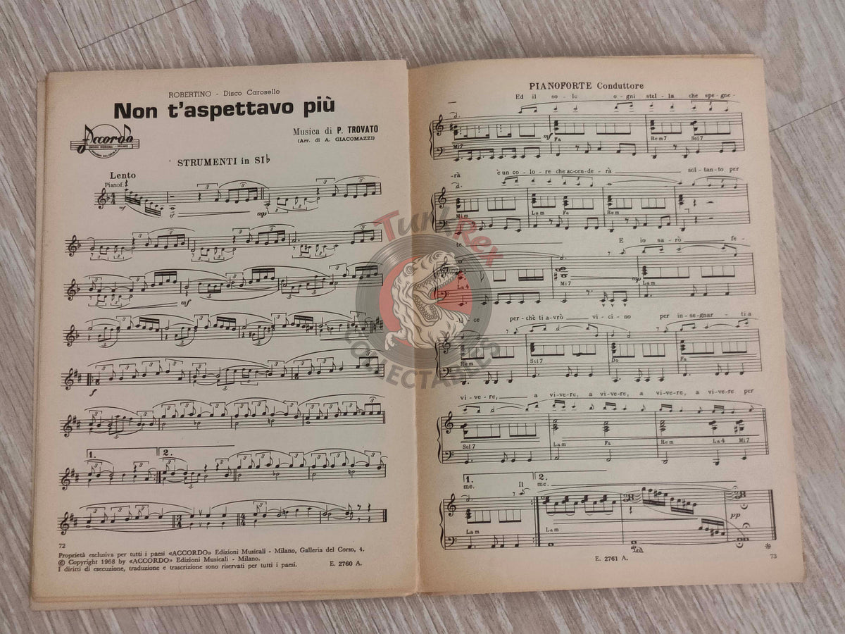 Shirley Bassey –  È Giorno Italian Vintage Musical Notes Sheet Italy Robertino