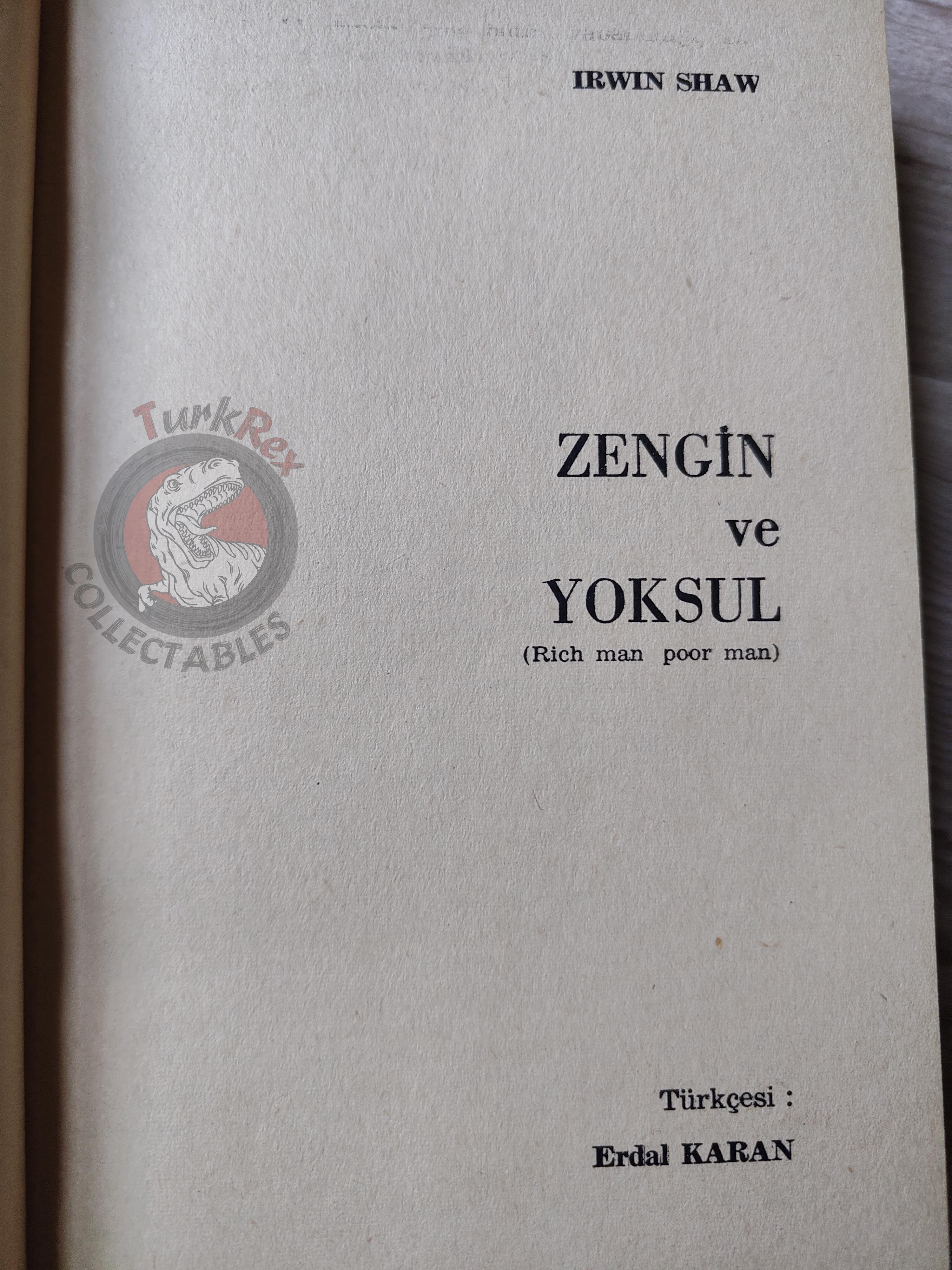 Irwin Shaw – Rich Man, Poor Man 1972 1st Turkish Book Turkey