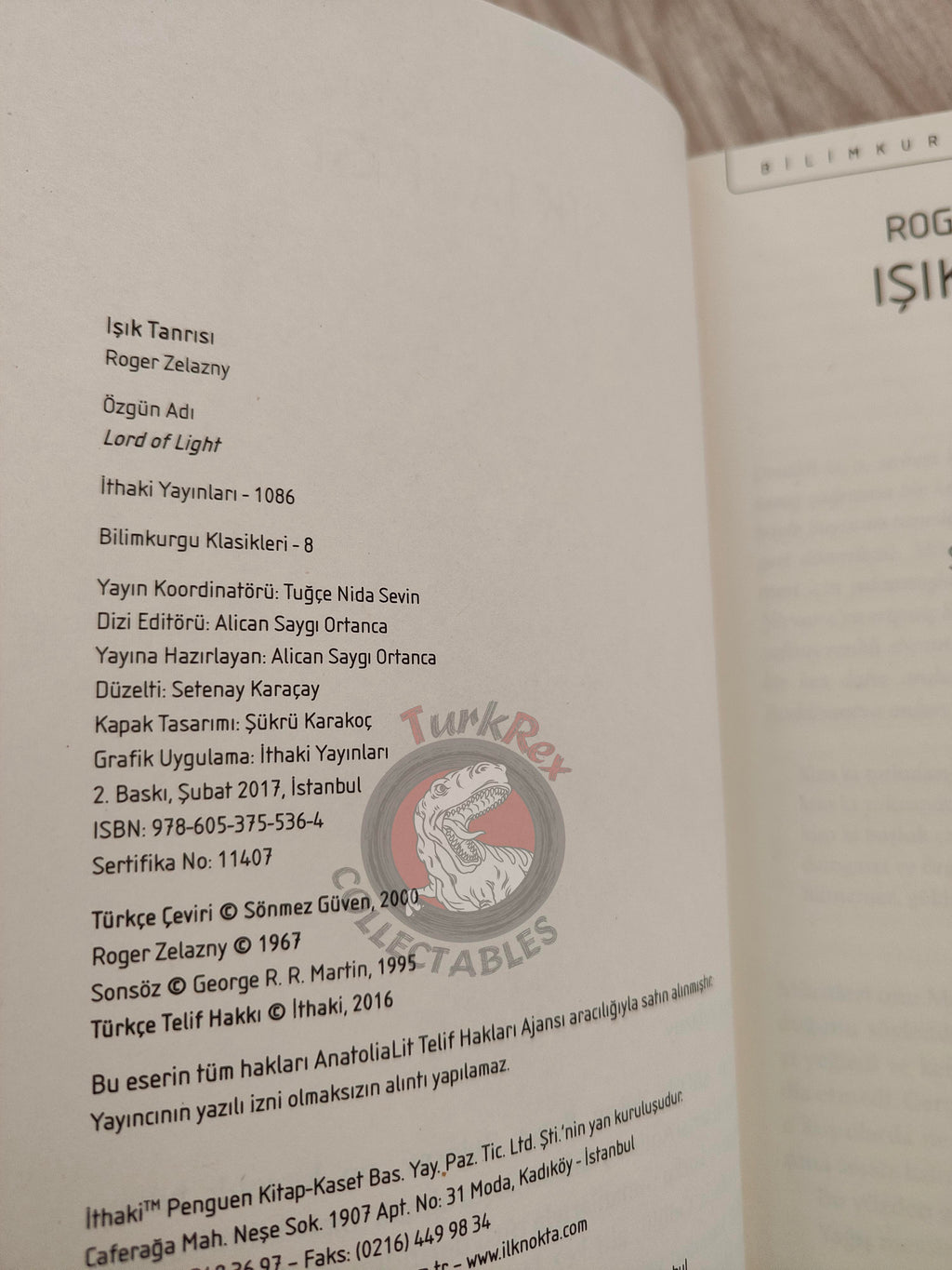 Roger Zelazny  – Lord of Light 2017 Turkish Book Turkey