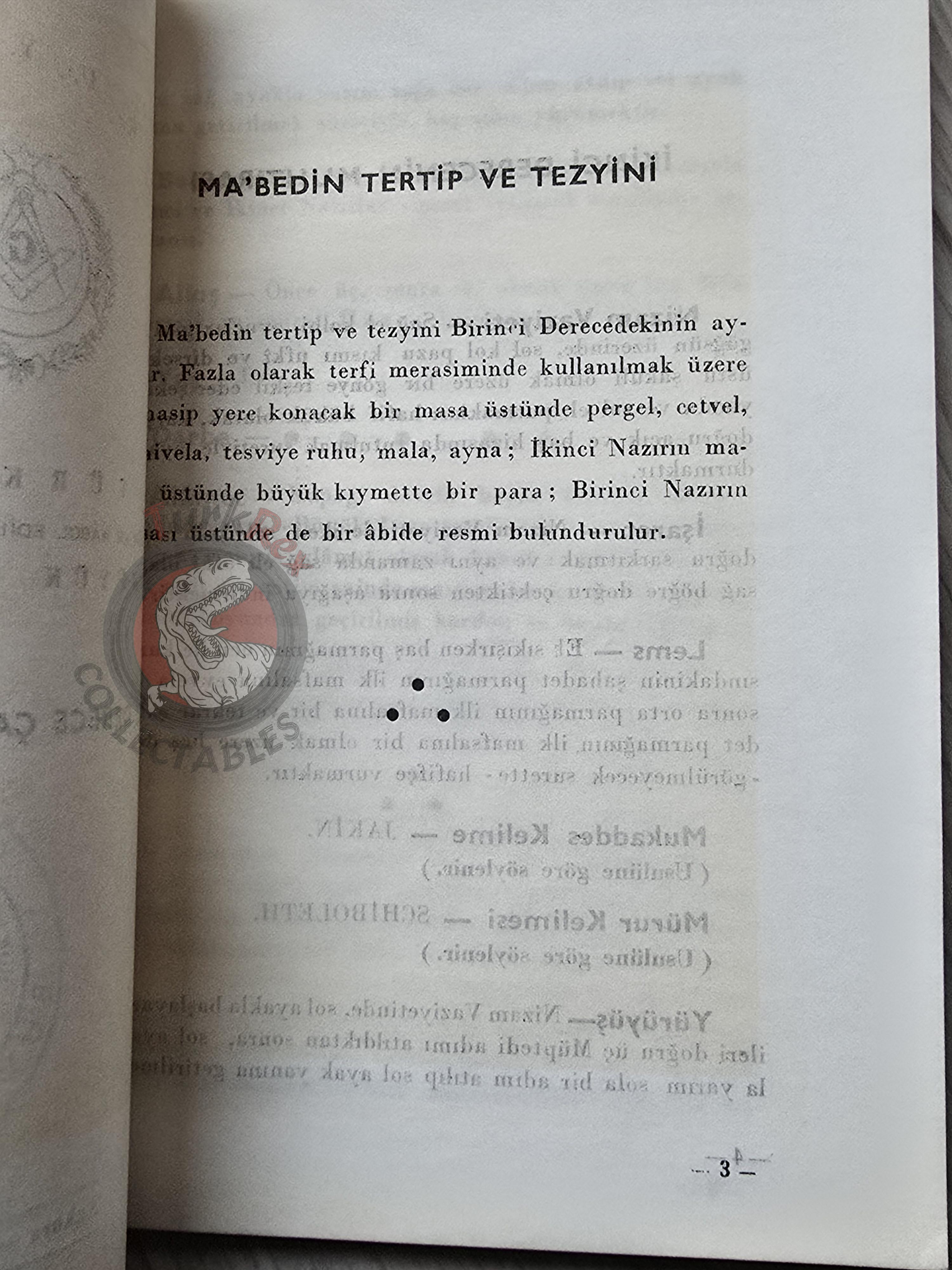 Turkish Freemasonry 2nd Degree Ritual Fellow Craft 1959 Booklet Masonic Masons of Turkey