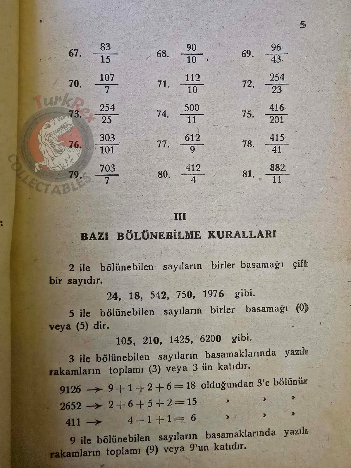 Answered Fraction Exercises 1956 Turkish Book Turkey Math Mathematics