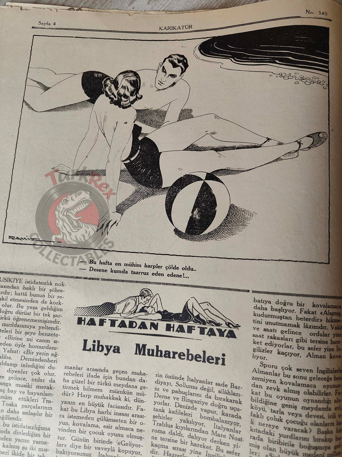 Karikatür 1942 Humor Magazine Turkish Turkey Africa WW2 era Egypt War German Soldier