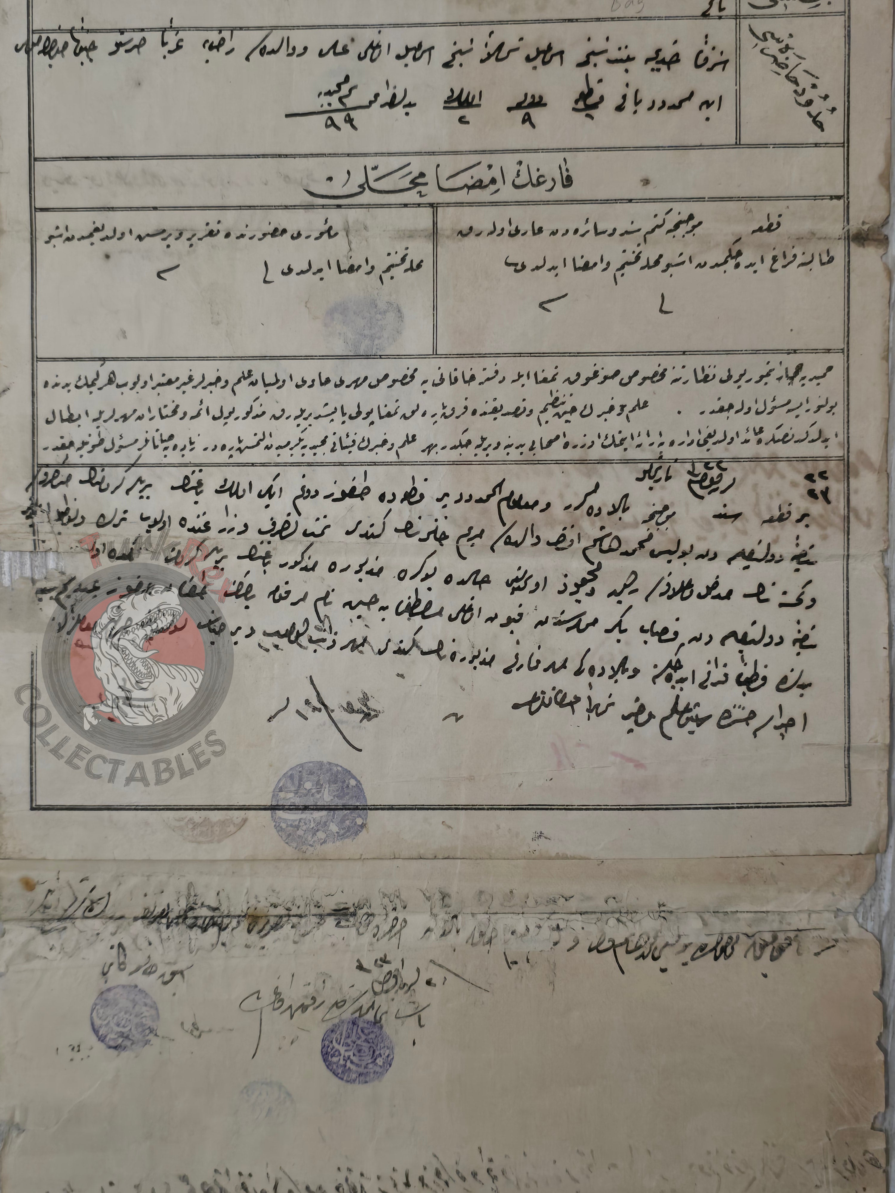 Ottoman 1907 Land Deed Vineyard in Adana Tarsus Title Deed Police Sheikh Greek