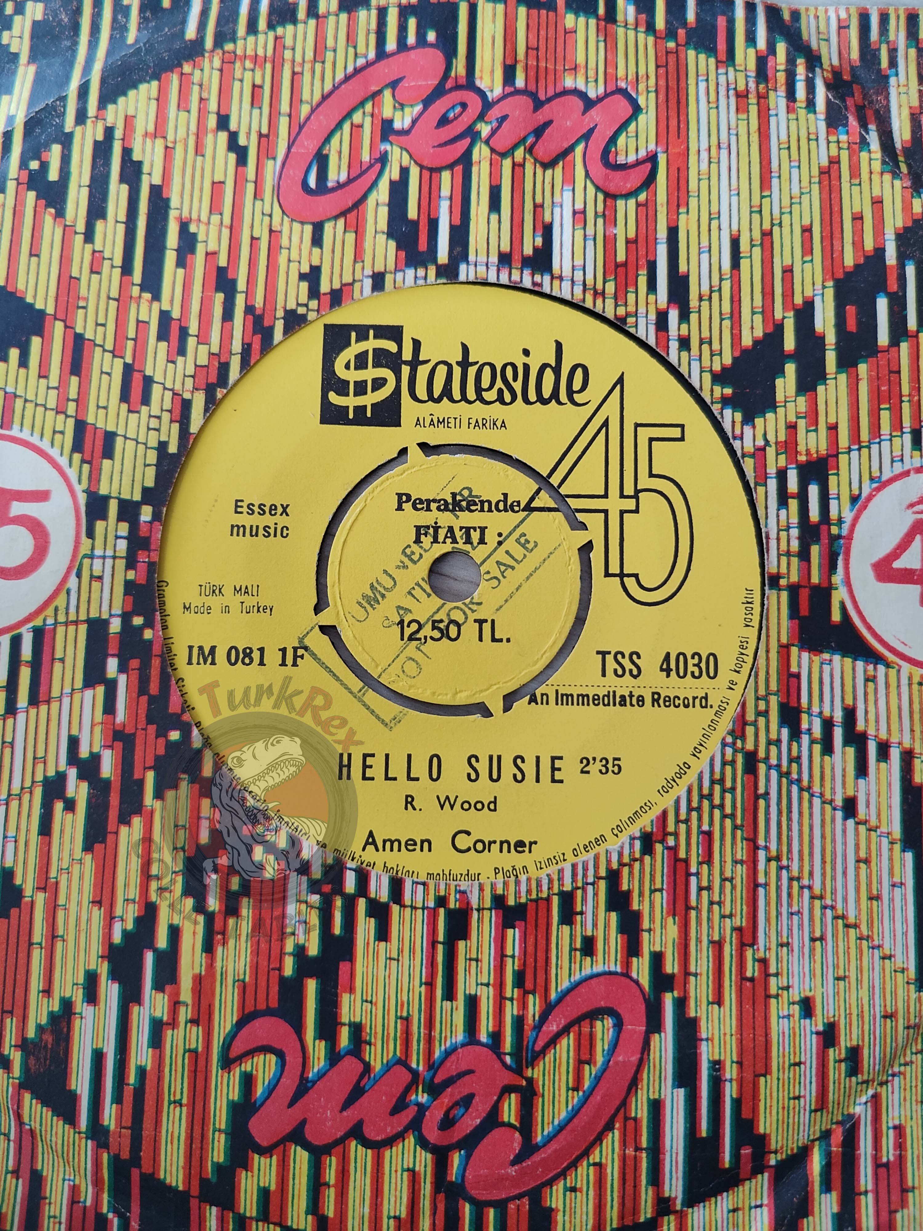 Amen Corner – Hello Susie 7" Promo Turkish Pressing Vinyl Turkey Edition