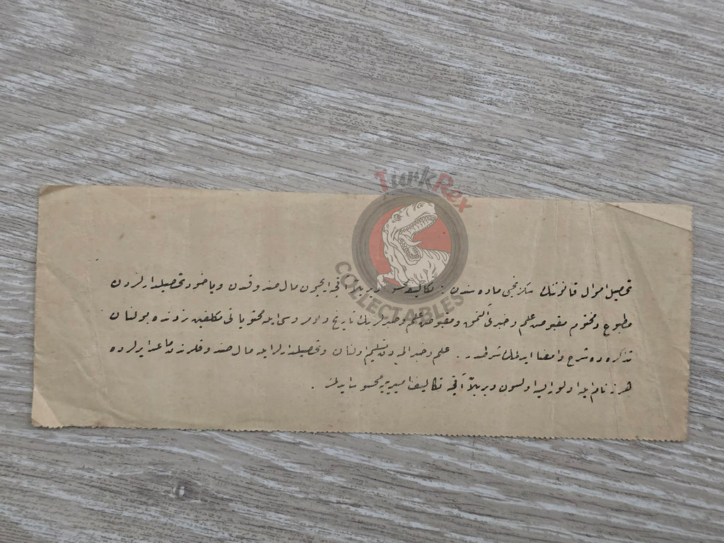 Ottoman 1911 Tax Receipt for Road Tax Payment Çatalca İstanbul Empire