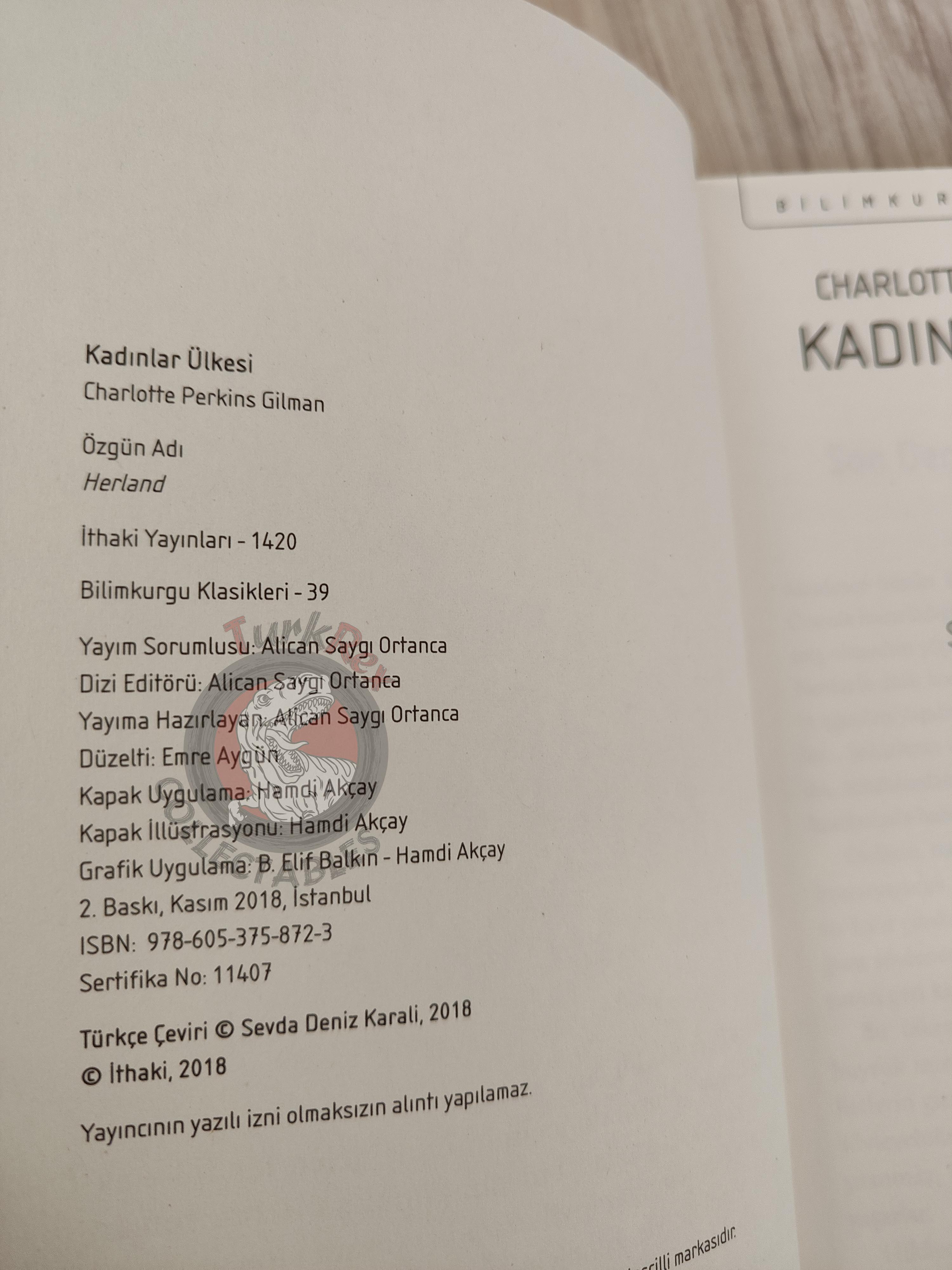 Charlotte Perkins Gilman – Herland 2018 Turkish Book Turkey