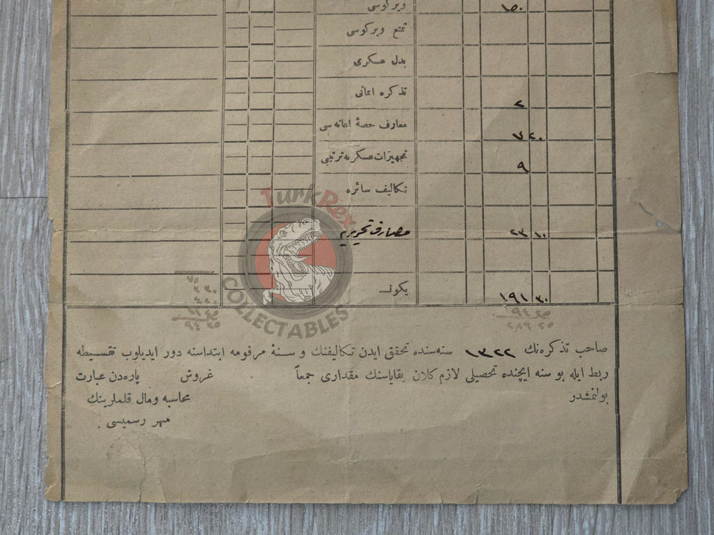 Ottoman Tax Receipt 1906 Muslim Woman Taxpayer in Syria Vilayet Damascus