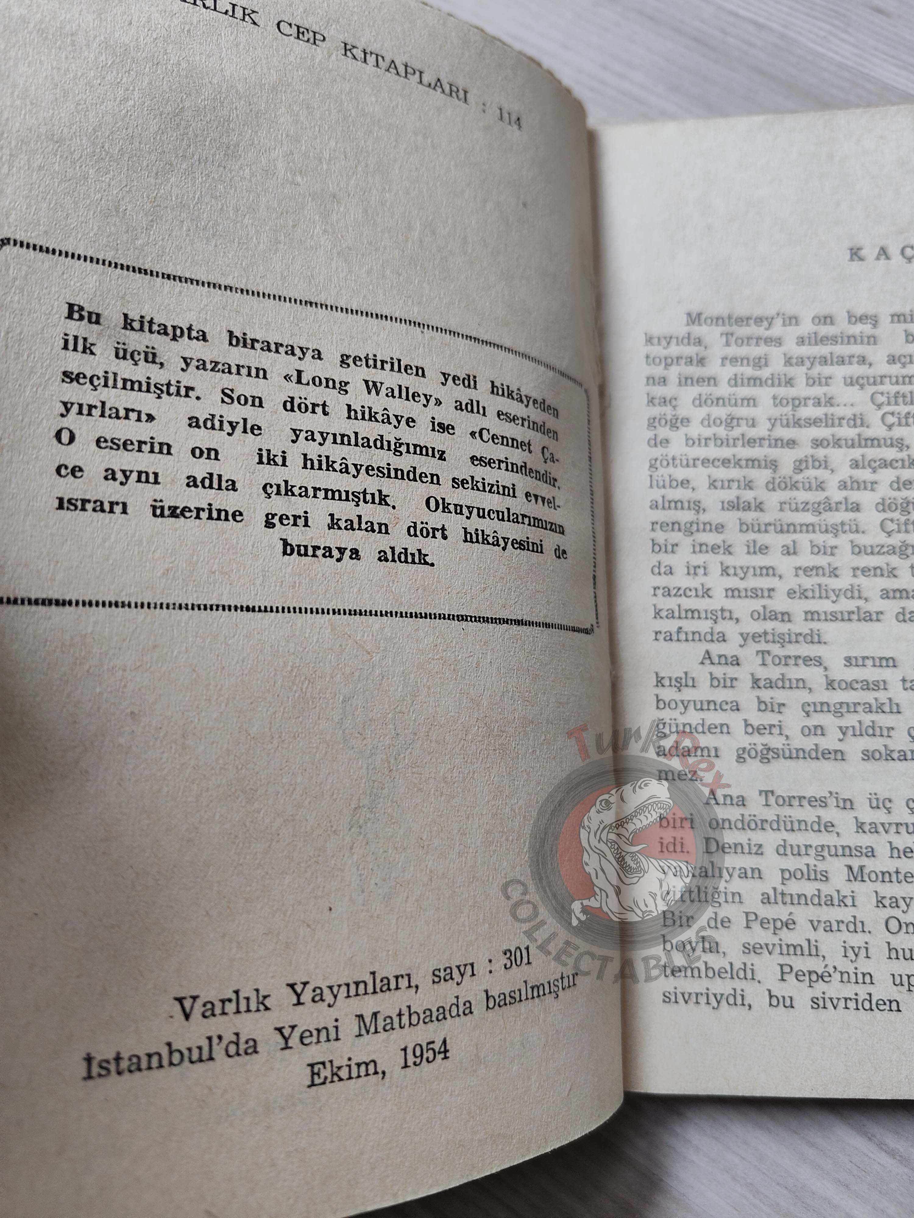 John Steinbeck – The Long Valley 1954 1st Turkish Book Turkey