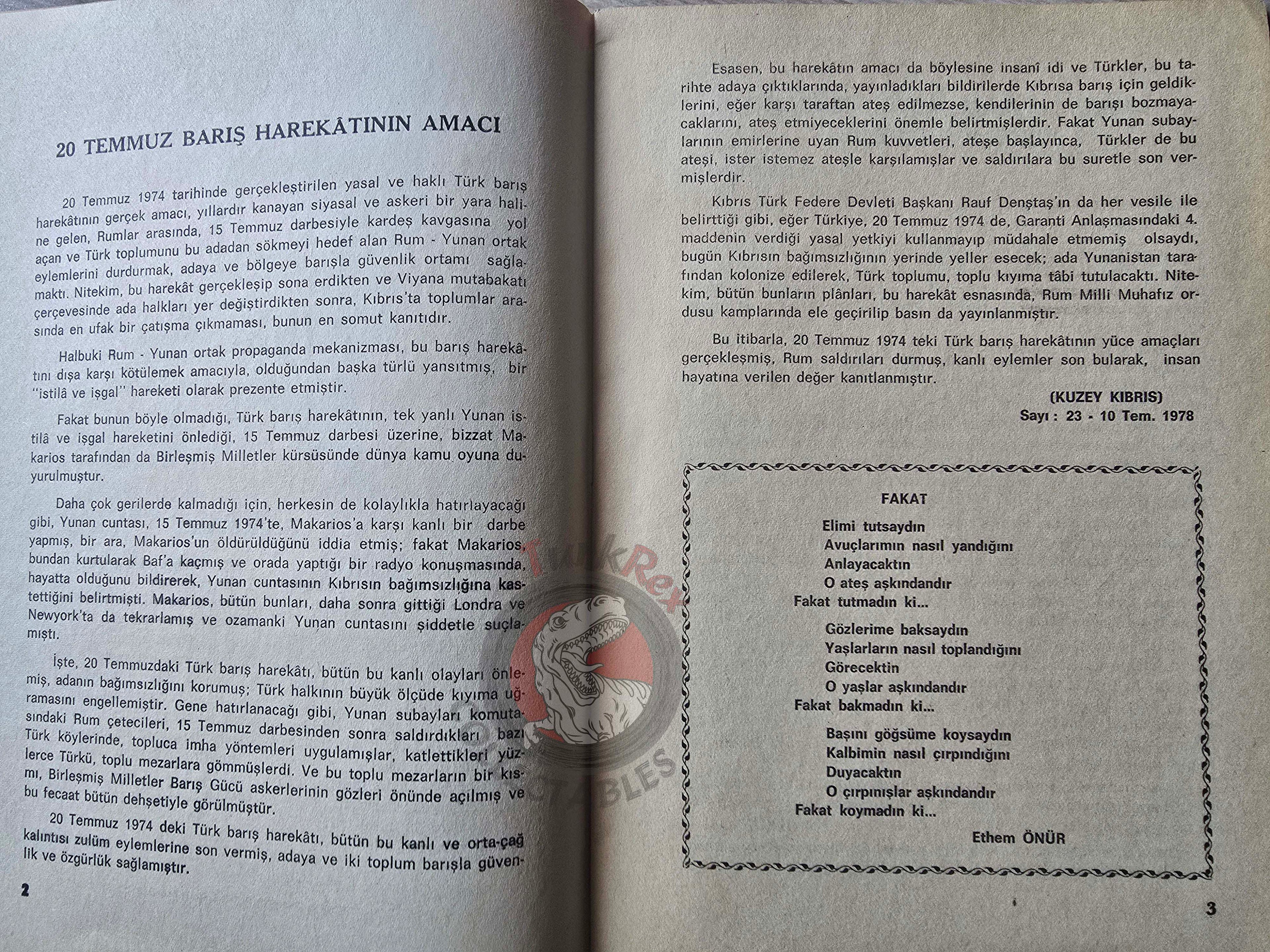 Cyprus Post Special Issue 1978 Turkish Magazine Cypriot Kıbrıs Postası